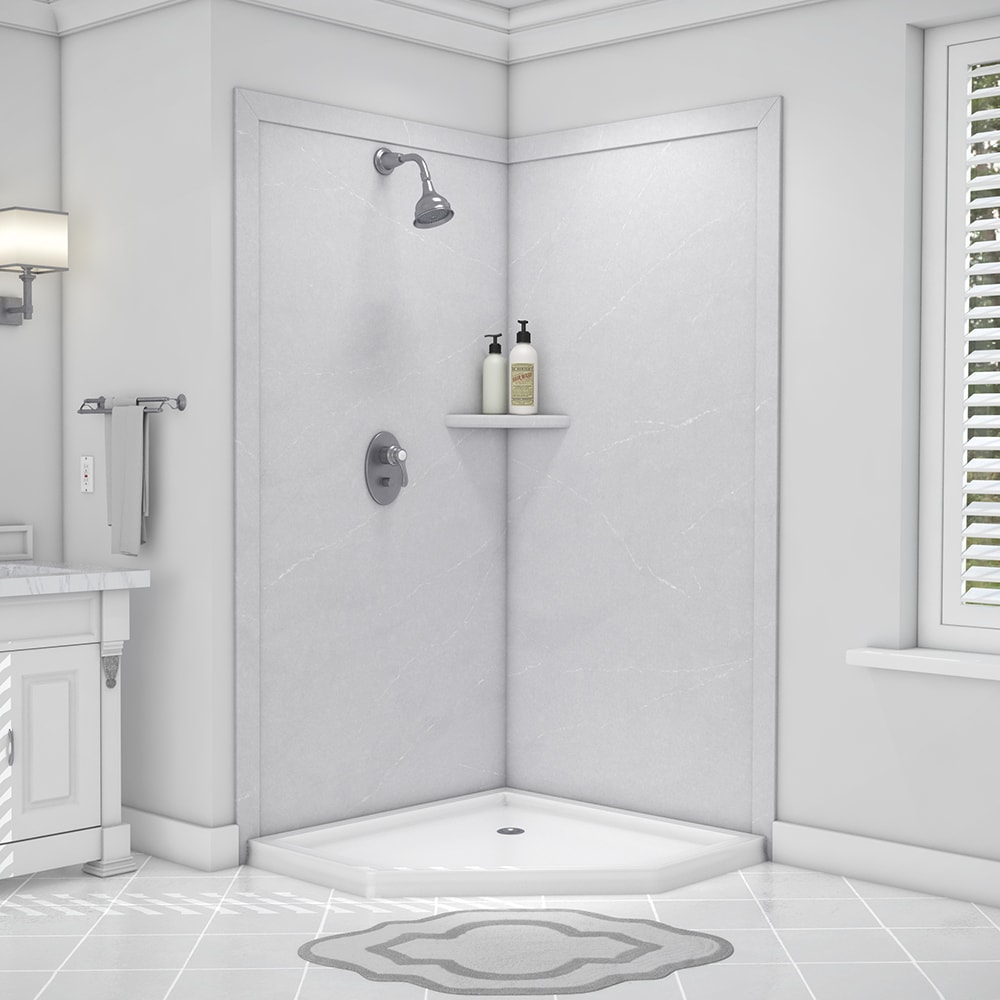 FlexStone SSK40407821SE Splendor 40-in W x 40-in D x 80-in H Sea Salt 2.0 -Piece Glue Up Shower corner wall panel
