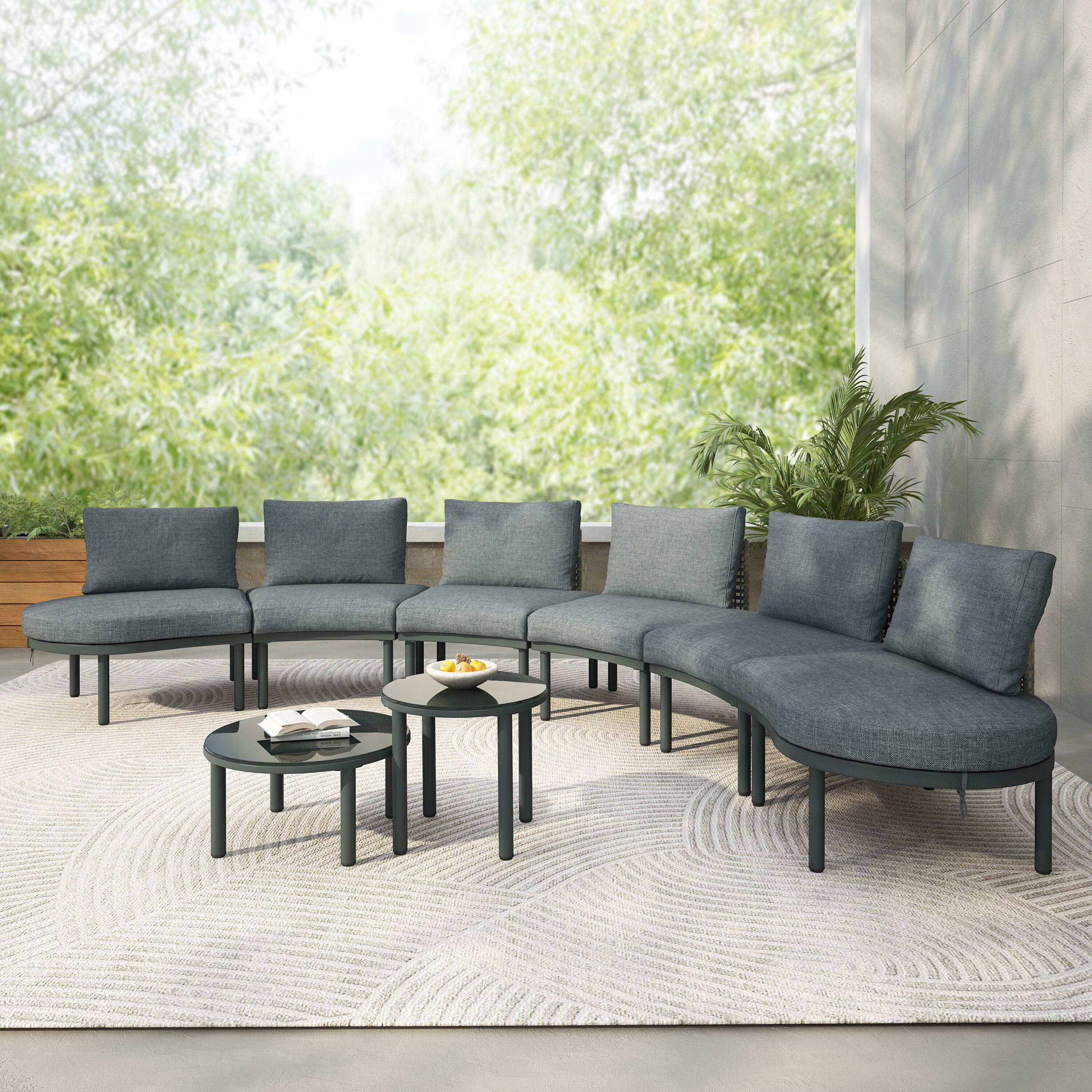 LOVMOR 8 Piece Outdoor Furniture Set Patio Patio Conversation Sets Gray ...