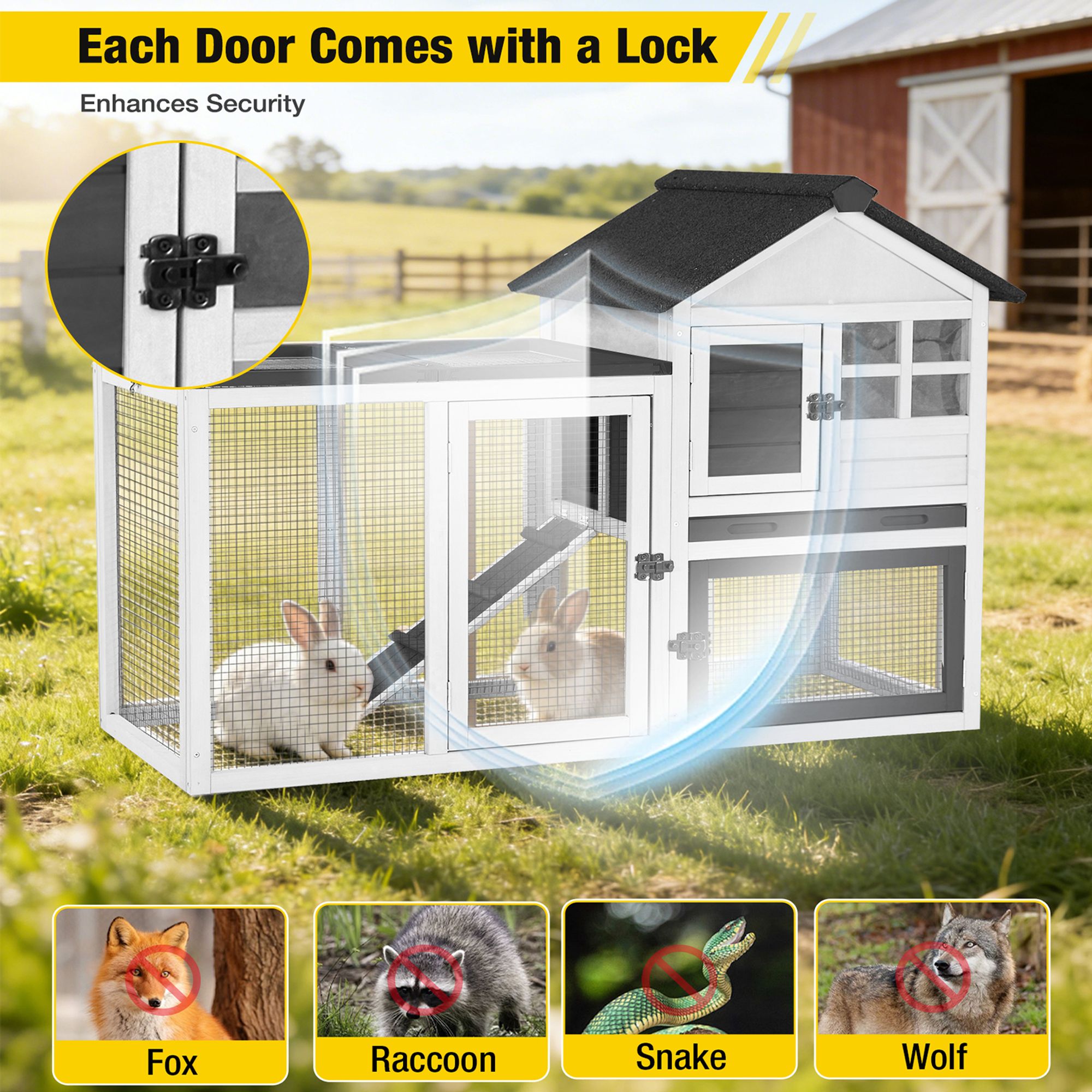 Aivituvin XZ7002-BW Chicken-Coops-Rabbit-Hutches - View #5