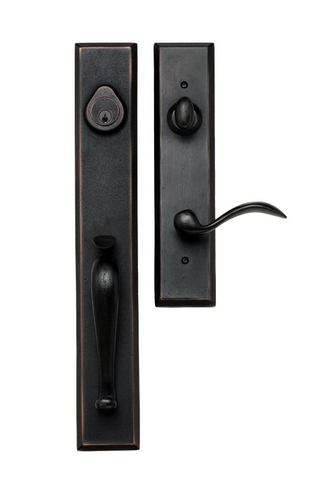 Double Door Handle set with Dummy Front Matte Black Entry Deadbolt Lock  Modern