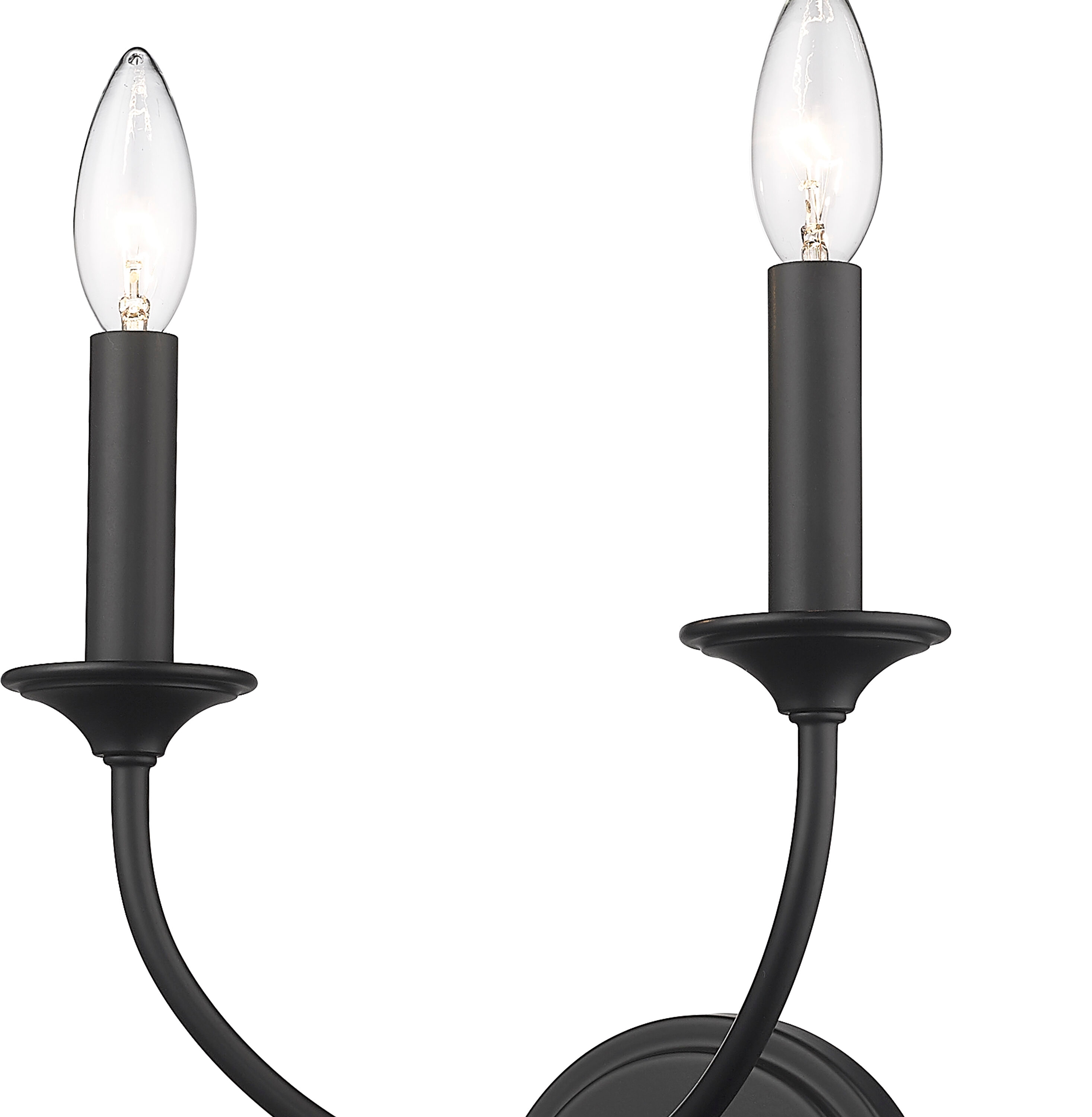 Matte Black Steel Dual Candelabra Wall Sconce