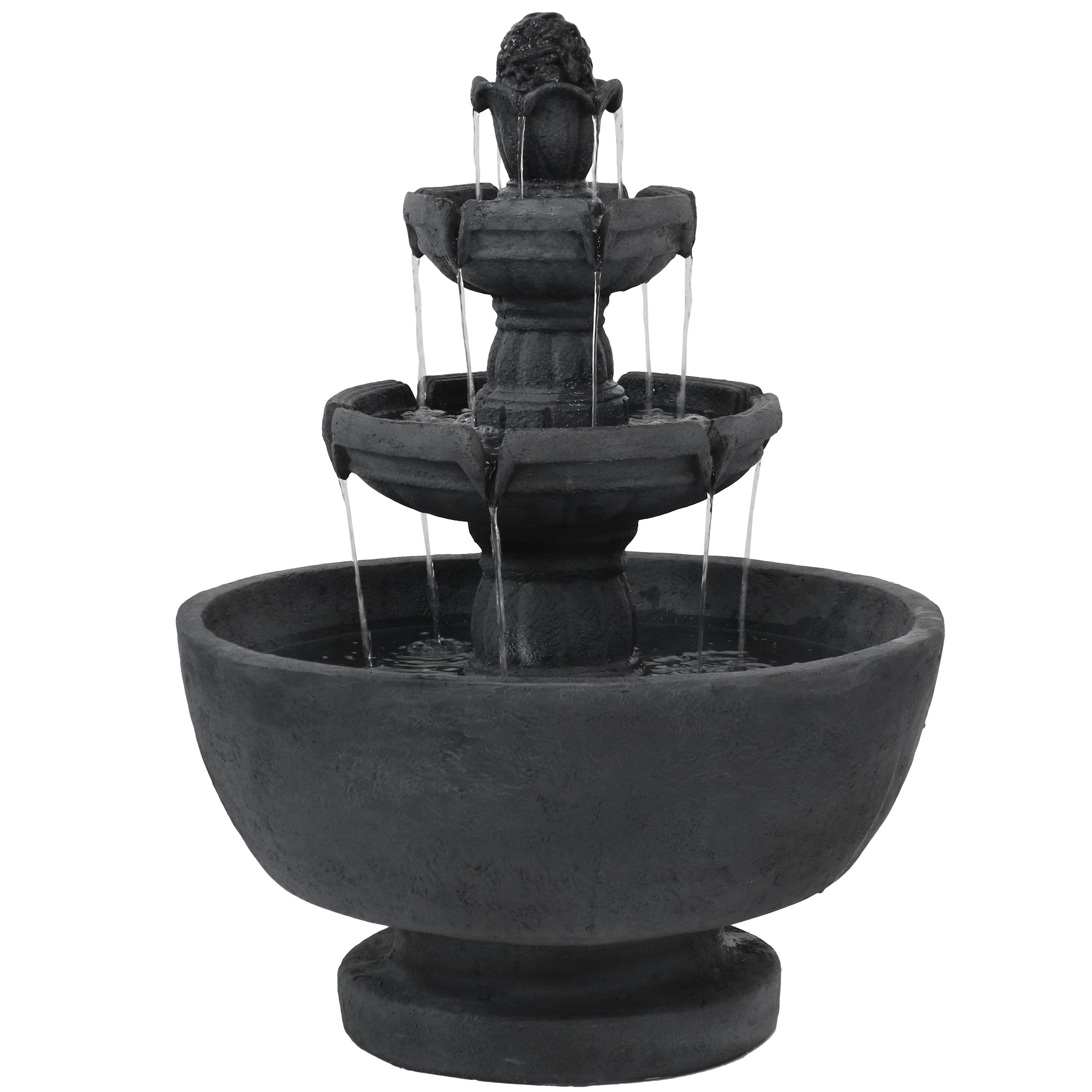 Sunnydaze Decor FC-22631 34-in H Resin Tiered Outdoor Fountain Pump Included
