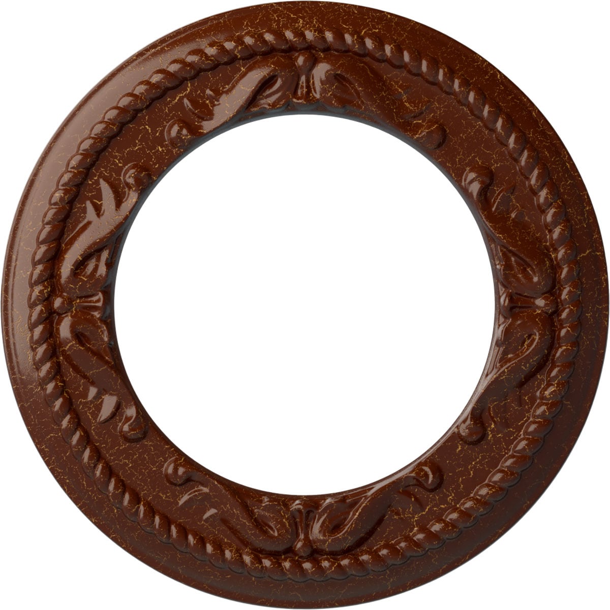 Ekena Millwork CM12MEBMC Roped Medway 12.25-in W x 12.25-in L Painted Burnished Mahogany Crackle Polyurethane Whole Ceiling Medallion