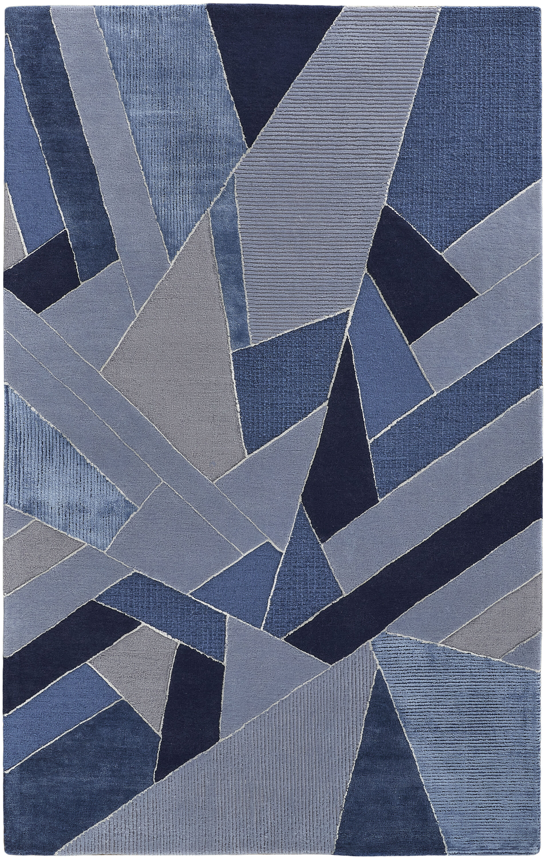 Room Envy NASR8851BLU000H00 10 x 14 (ft) Tufted Wool Blue/Silver Rectangular Indoor Geometric Area rug