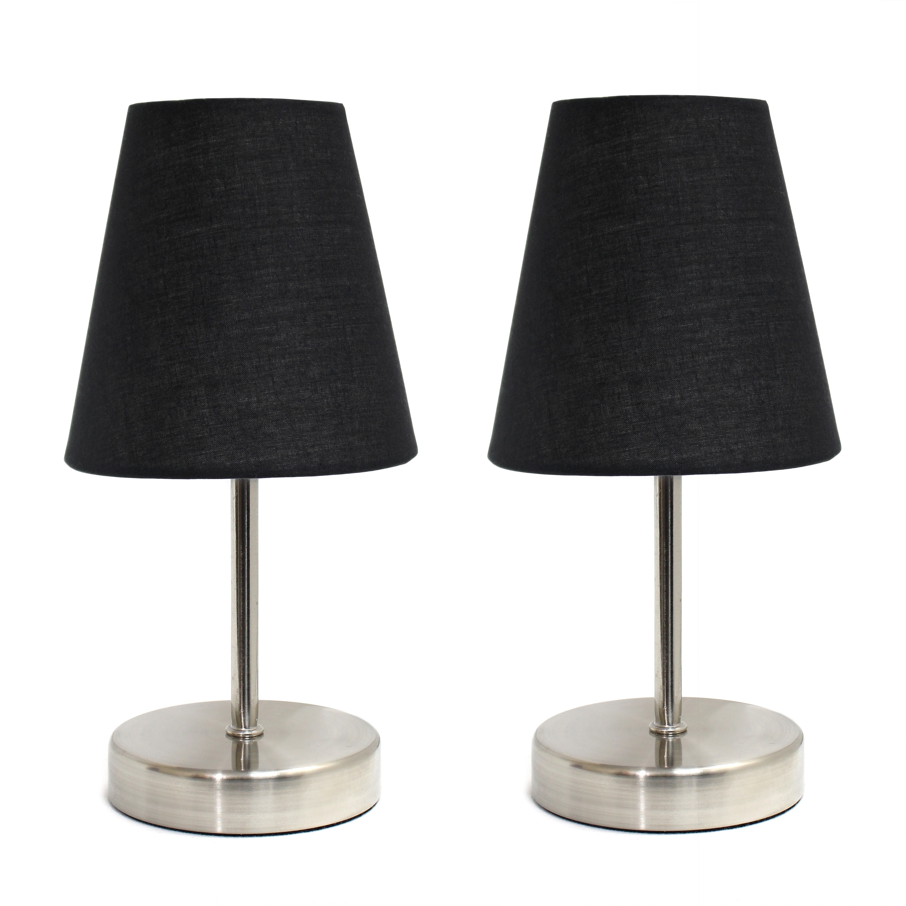 Creekwood Home CWT-2007-BK-2PK 10.5-in Sand Nickel/Black LED On/Off switch Table Lamp with Fabric Shade 2 -Set