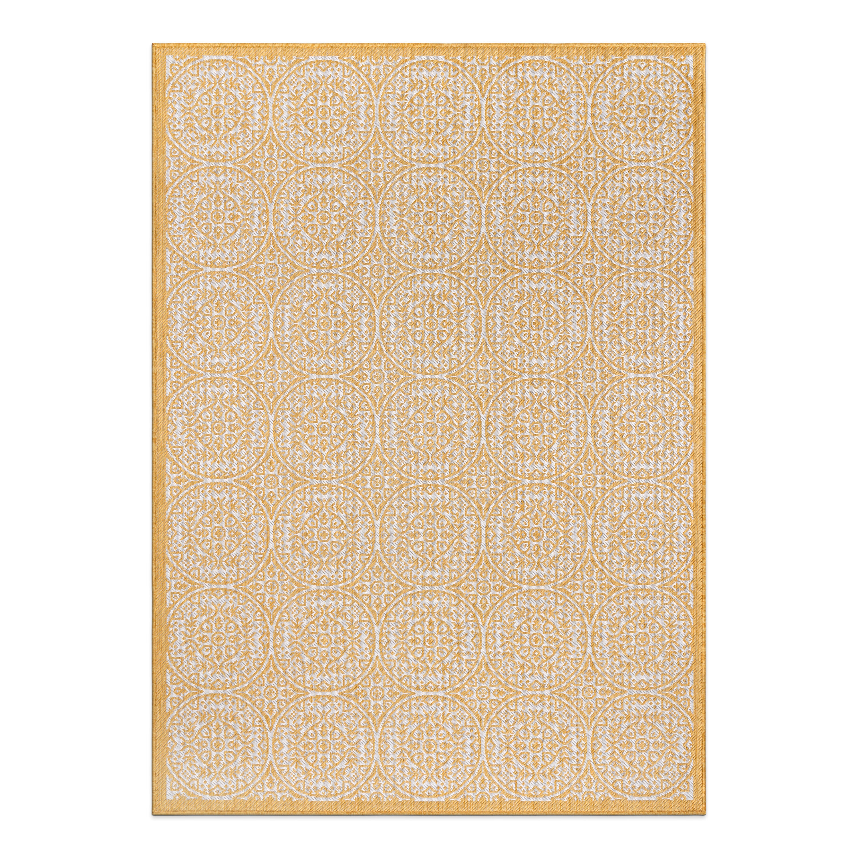 World Rug Gallery 121YELLOW8X10 Summer 8 x 10 (ft) Loomed Polypropylene Yellow Rectangular Indoor/Outdoor Floral/Botanical Mid-Century Modern Area rug