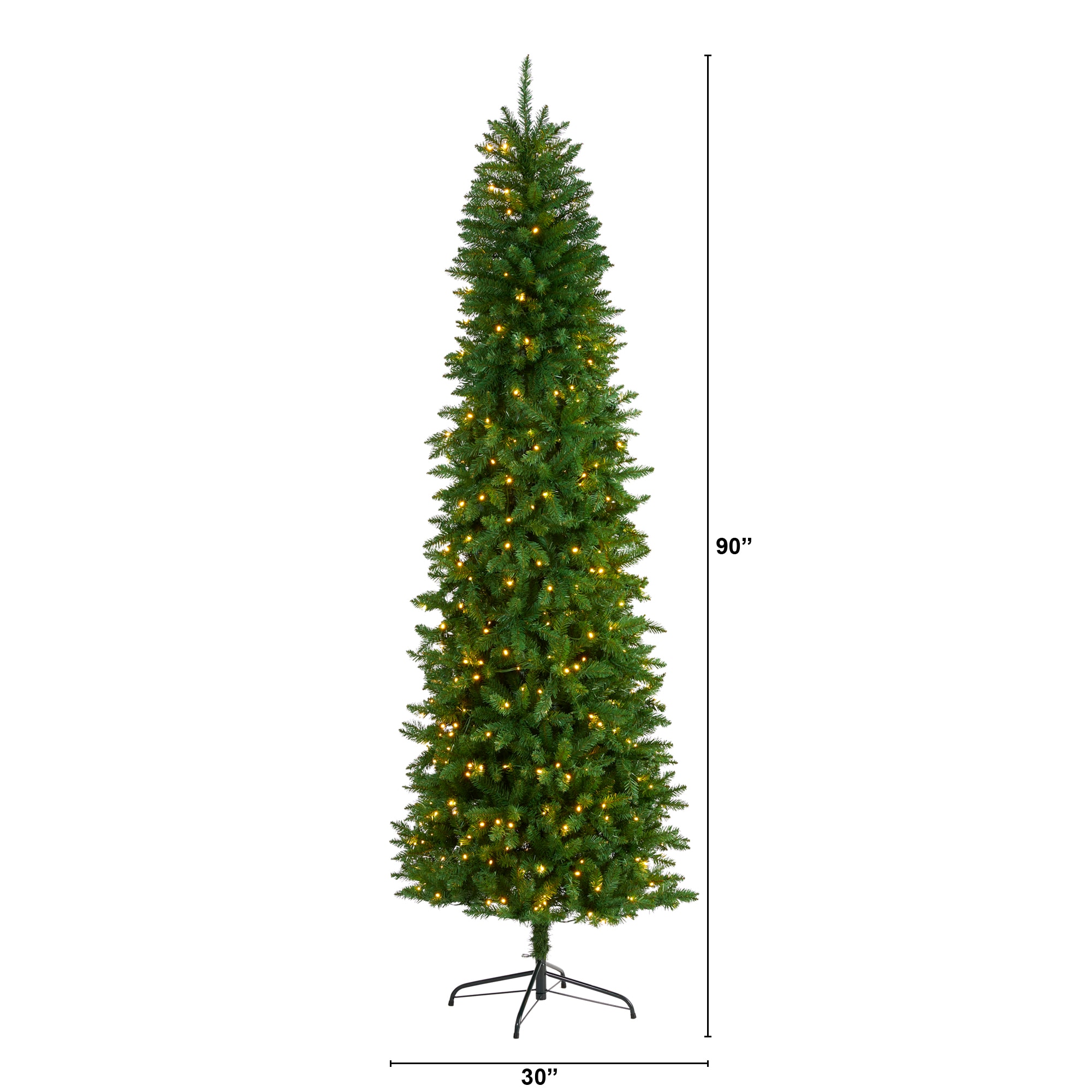 Nearly Natural 7.5-ft Pine Pre-lit Slim Artificial Christmas Tree with ...