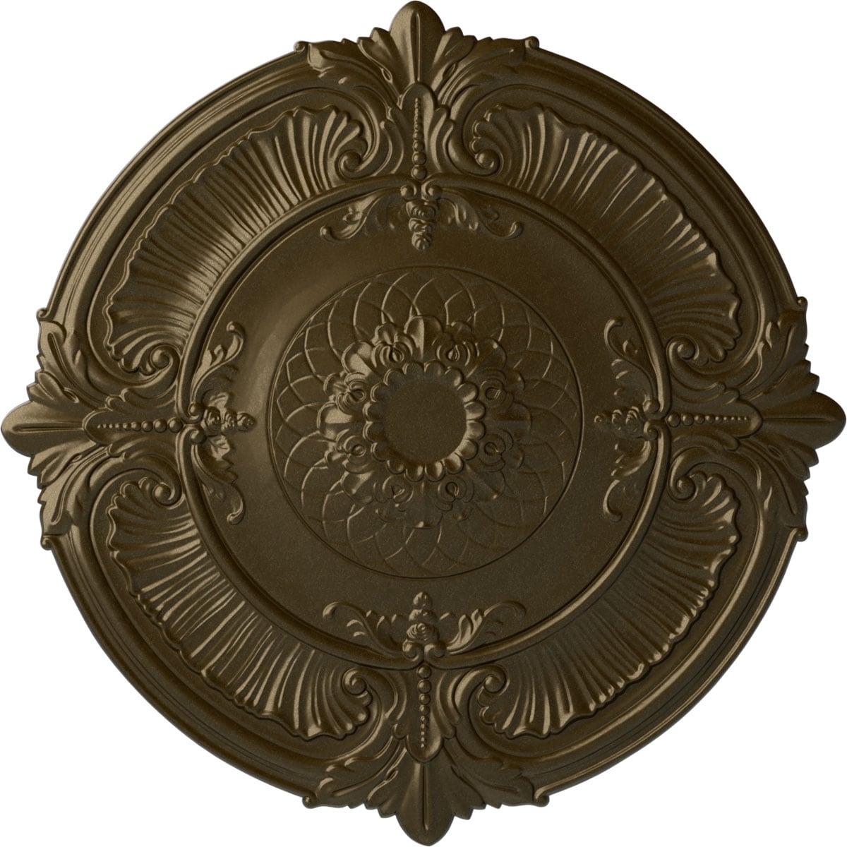 Ekena Millwork CM39ATBRS Attica 39.5-in W x 39.5-in L Painted Brass Polyurethane Whole Ceiling Medallion