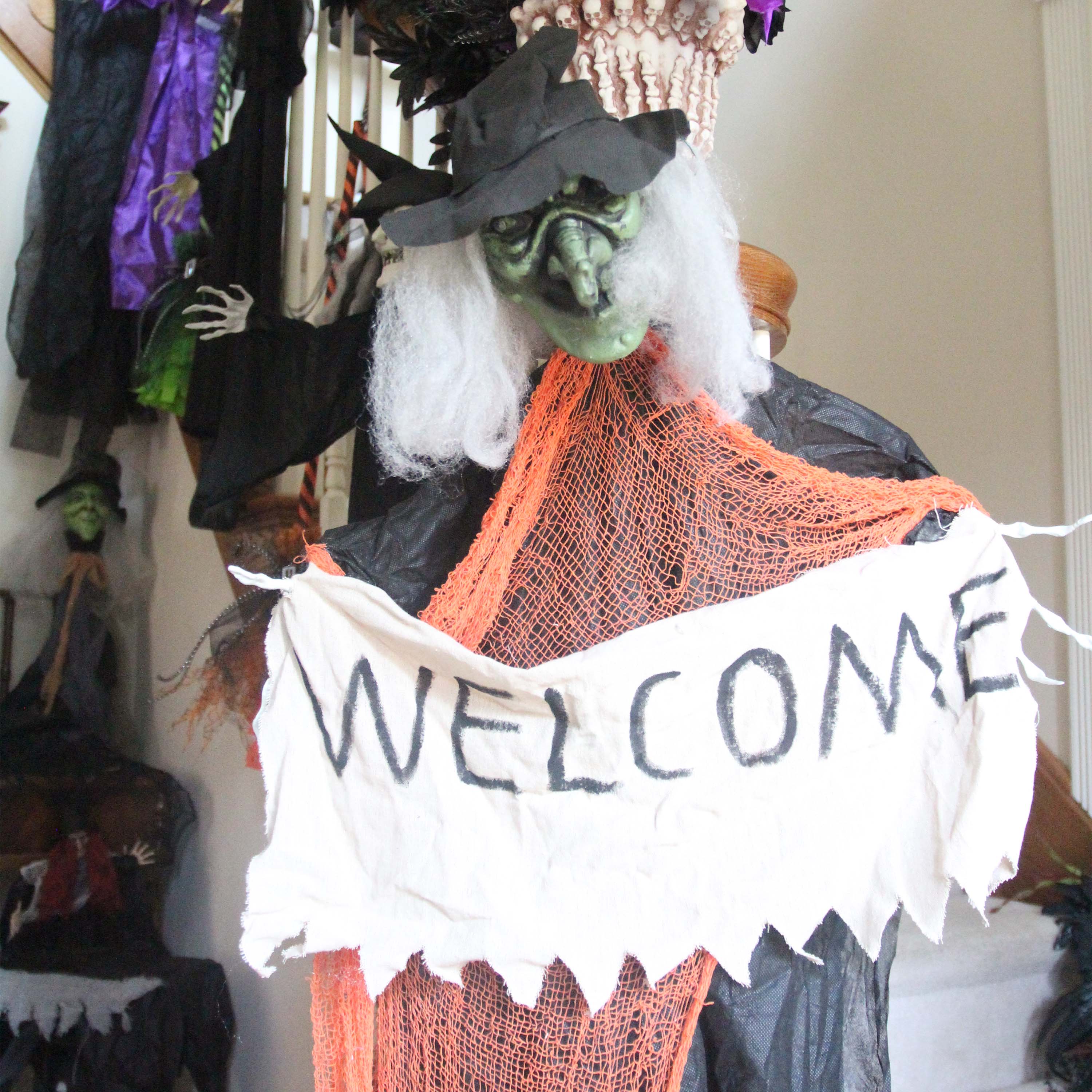 Haunted Hill Farm 75in Lighted Witch Figurine in the Halloween Decor