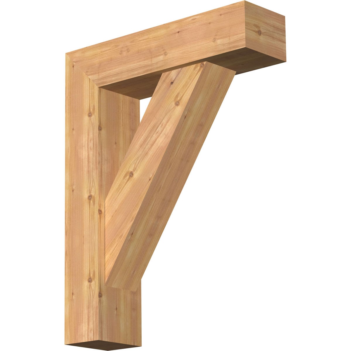 Ekena Millwork 1464884 Traditional Block Smooth Bracket with Offset Brace Western Red Cedar Wood Standard Bracket