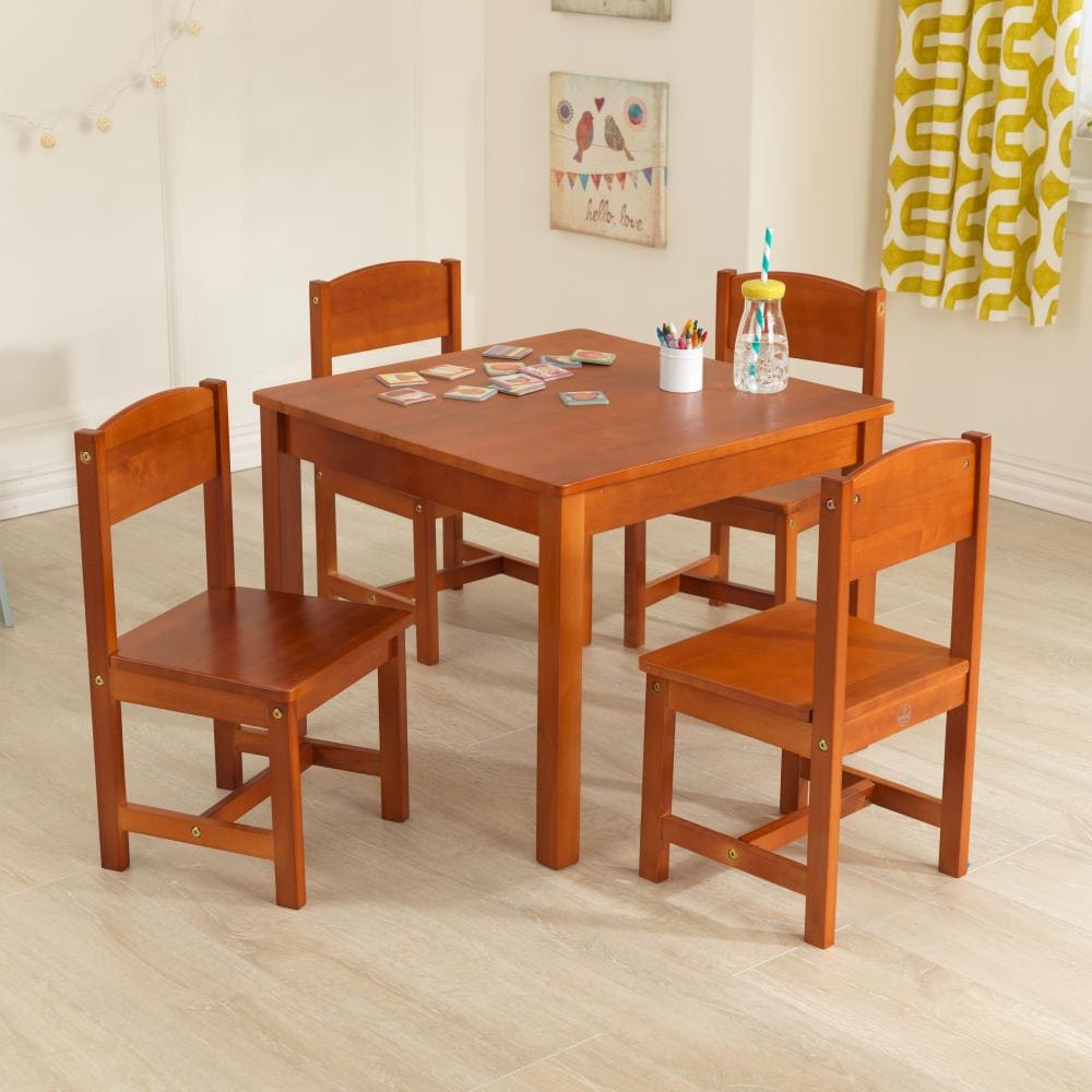 KidKraft Farmhouse Pecan Square Kid's Play Table (Set Of 4 Chairs) in ...