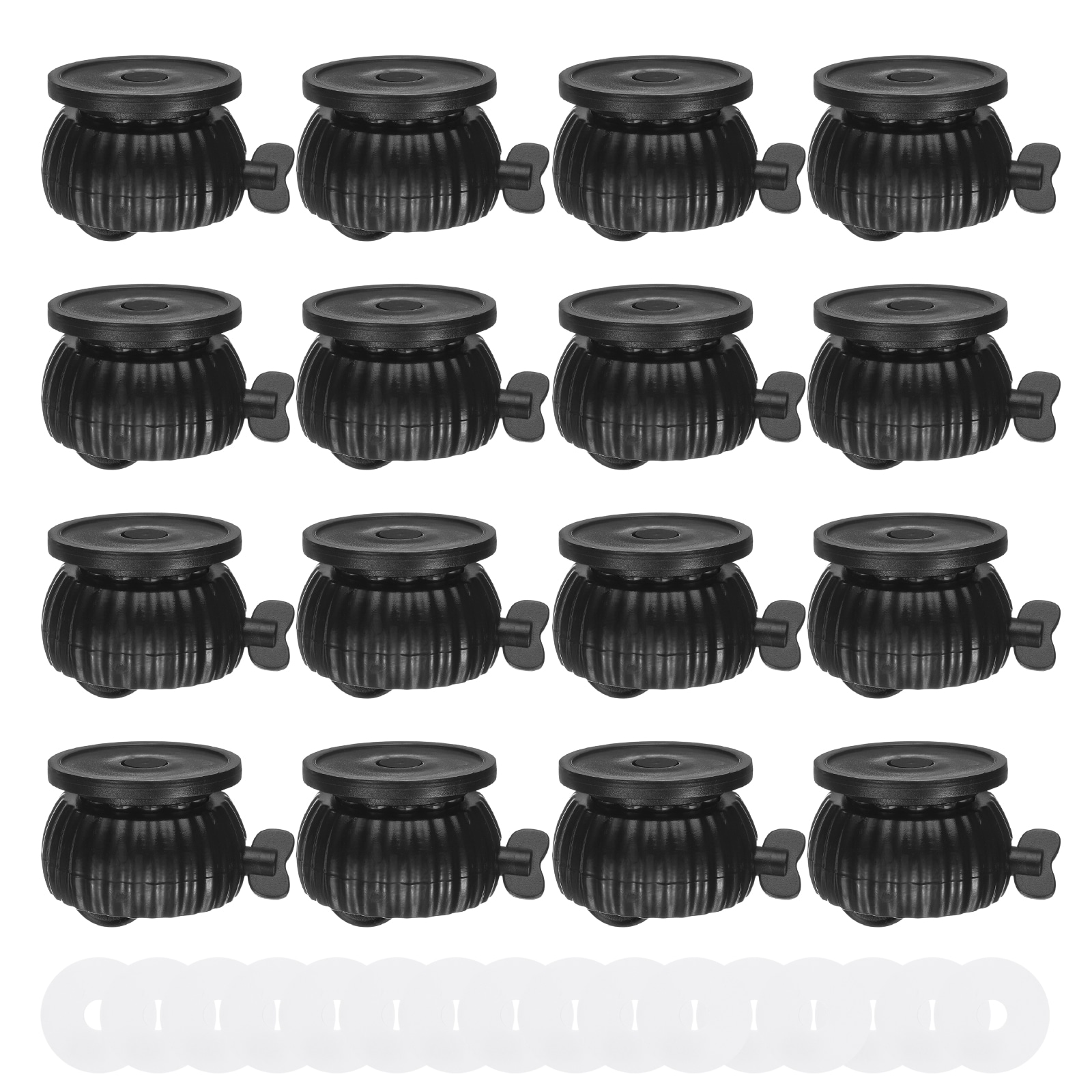 Unique Bargains 16pcs Self Adhesive Mini Caster Wheels Small Universal 360 Degree Rotation Swivel Wheels with Locking Brake for Furniture Storage Bins Small Appliances Black/Black