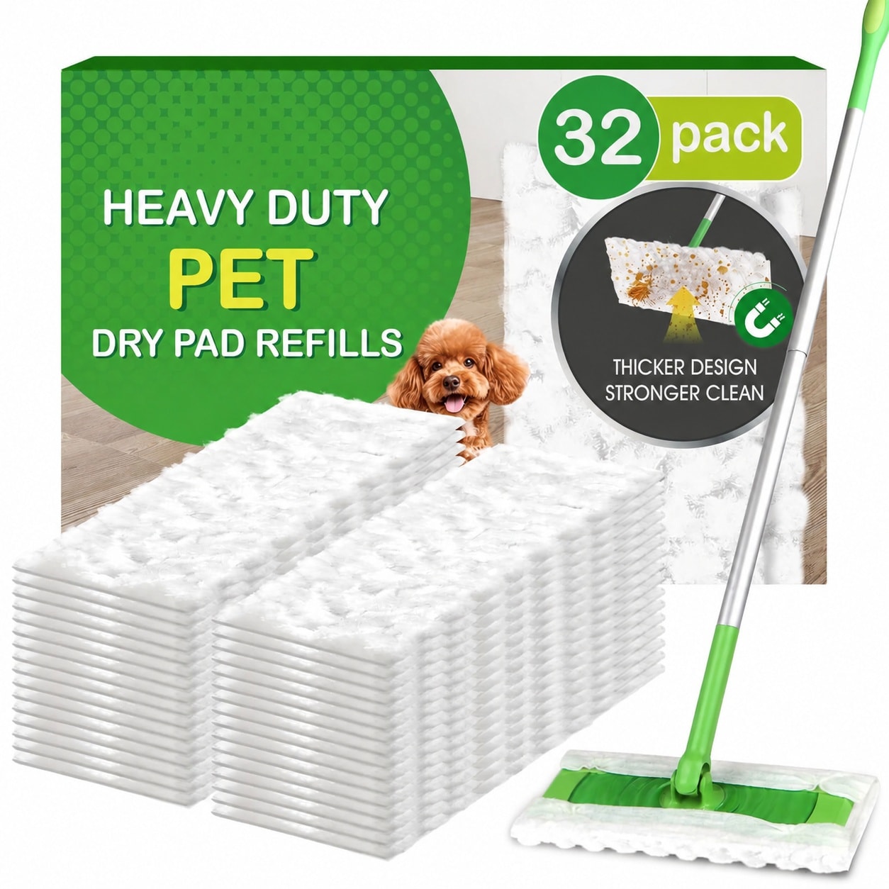 Oyezvary  Heavy Duty Dry Sweeping Cloths Refills Compatible with Swiffer Sweeper Multi Surface Pet Dry Pads Refill Floor Cleaner for Dust Hair