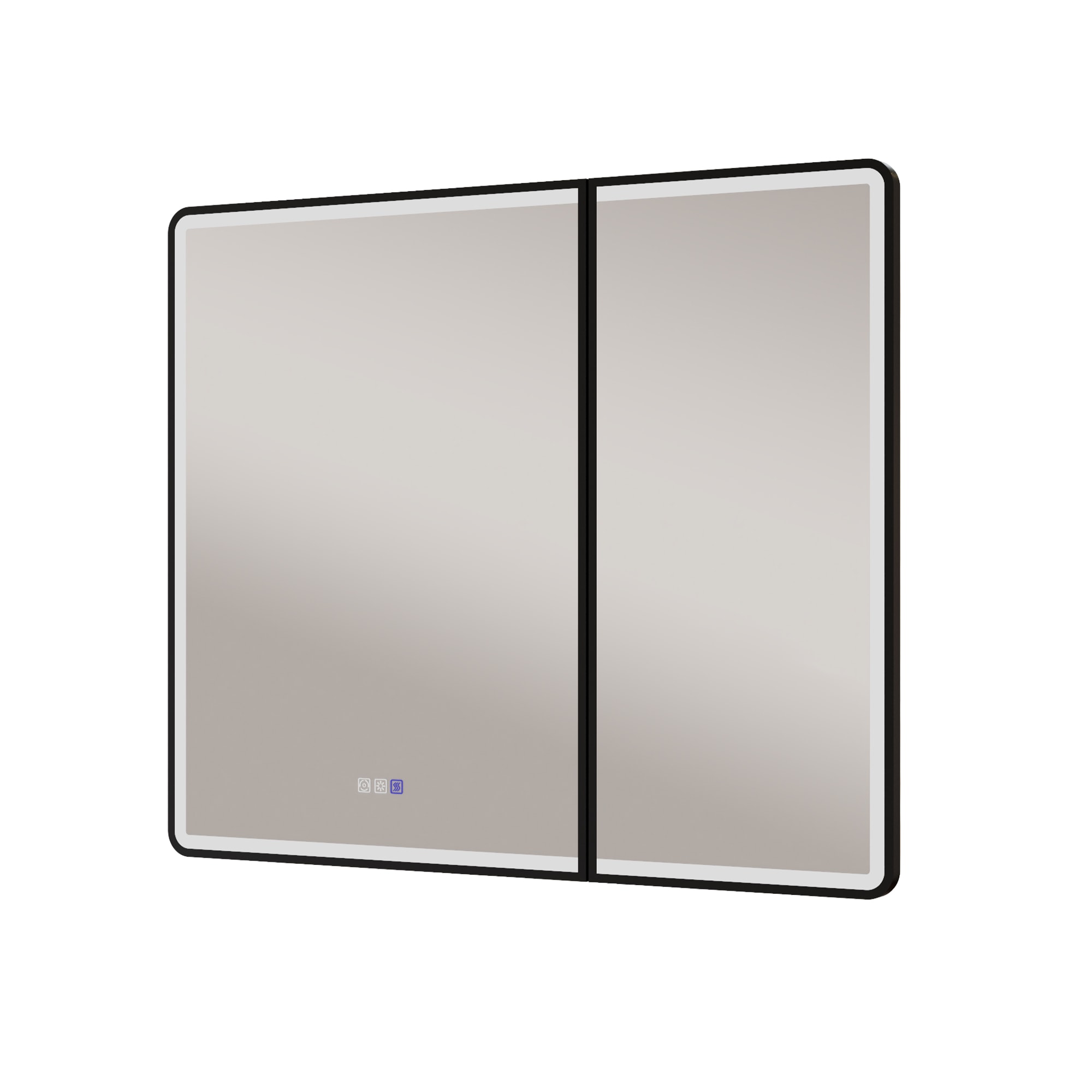 ExBrite 36-in W x 30-in H Lighted LED Fog Free Surface/Recessed Mount Matte Black Framed Mirrored Rectangle Medicine Cabinet