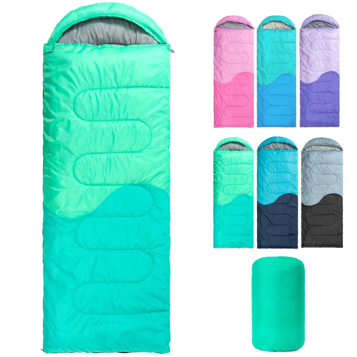 Justincity  Sleeping Bag 3 Season Lightweight Warm Portable for Adults Kids Camping Hiking Backpacking Spring Summer Fall Winter with Compression