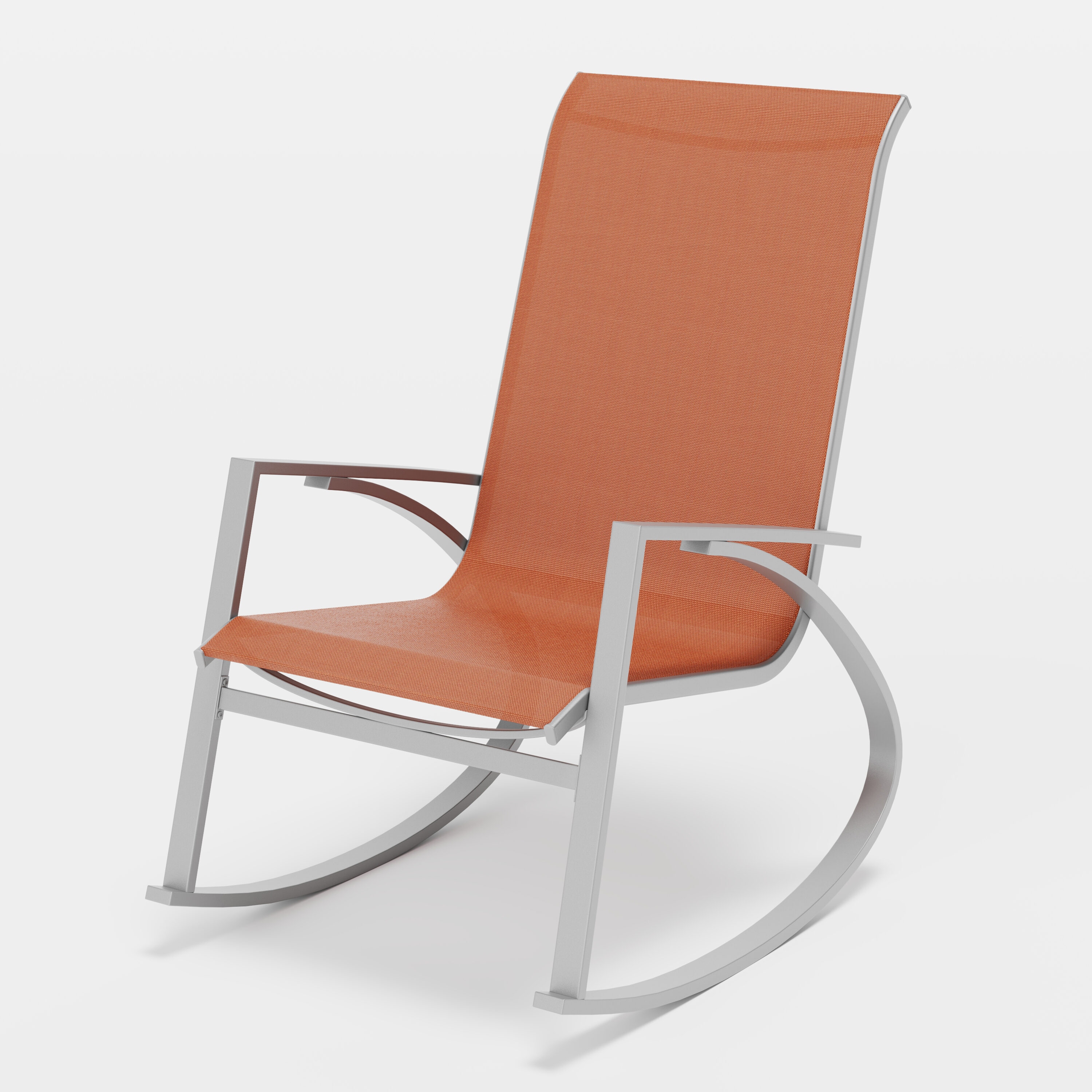 Octans SL2C00055 Seraphina Gray Steel Frame Rocking Chair with Orange Sling Seat