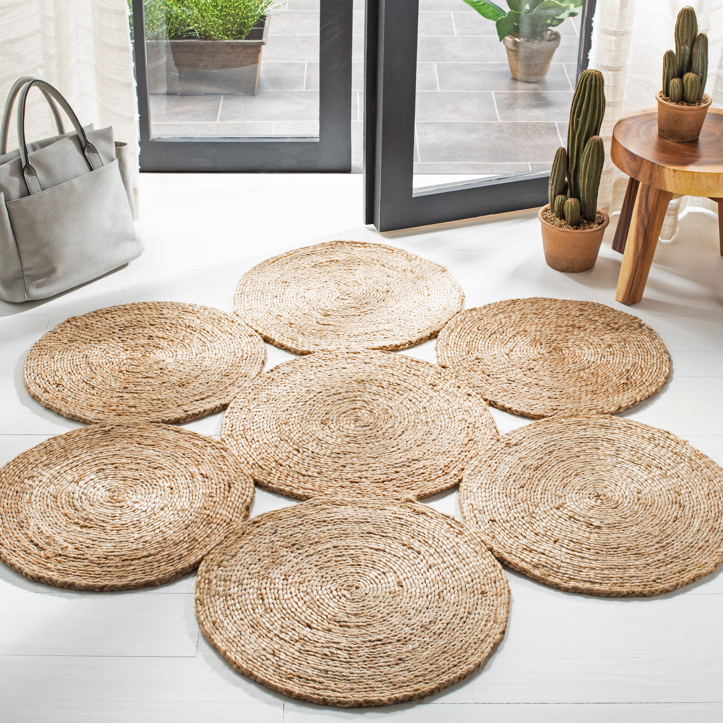  Natural Fiber 164 Natural Bohemian 4ft x 4ft Round Rug