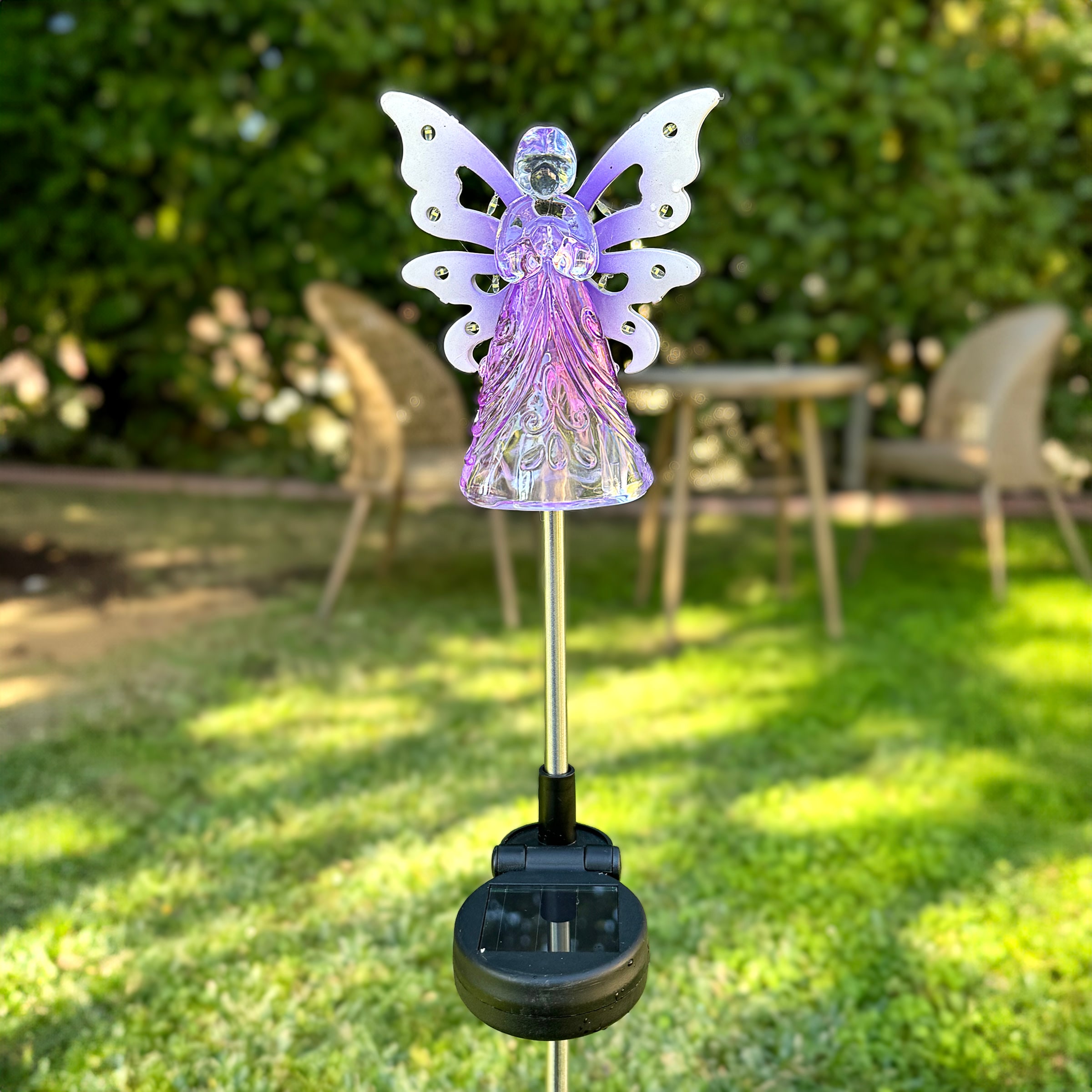 Purple Acrylic Angel with LED Lights Garden Stake