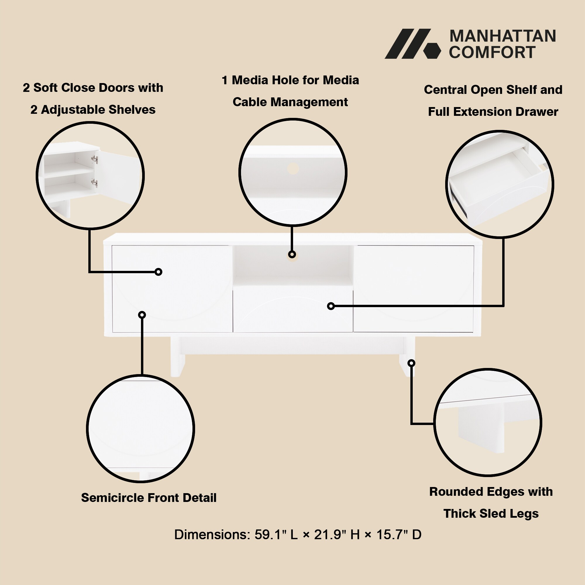 Manhattan Comfort TV007-WH Tv-Stands - View #4