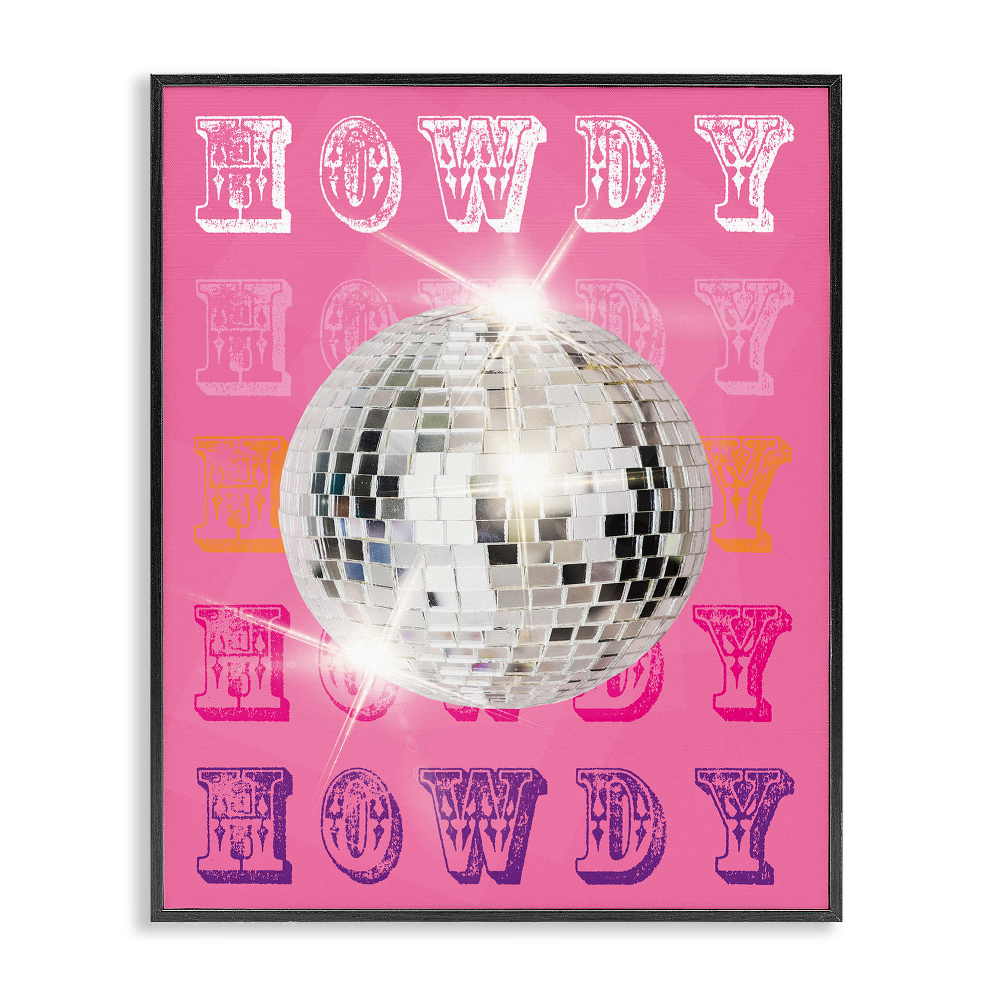 Stupell Industries BS-190-FR-16X20 Howdy Retro Disco Ball Black Framed Giclee Art By Susan Arnot 16 x 20