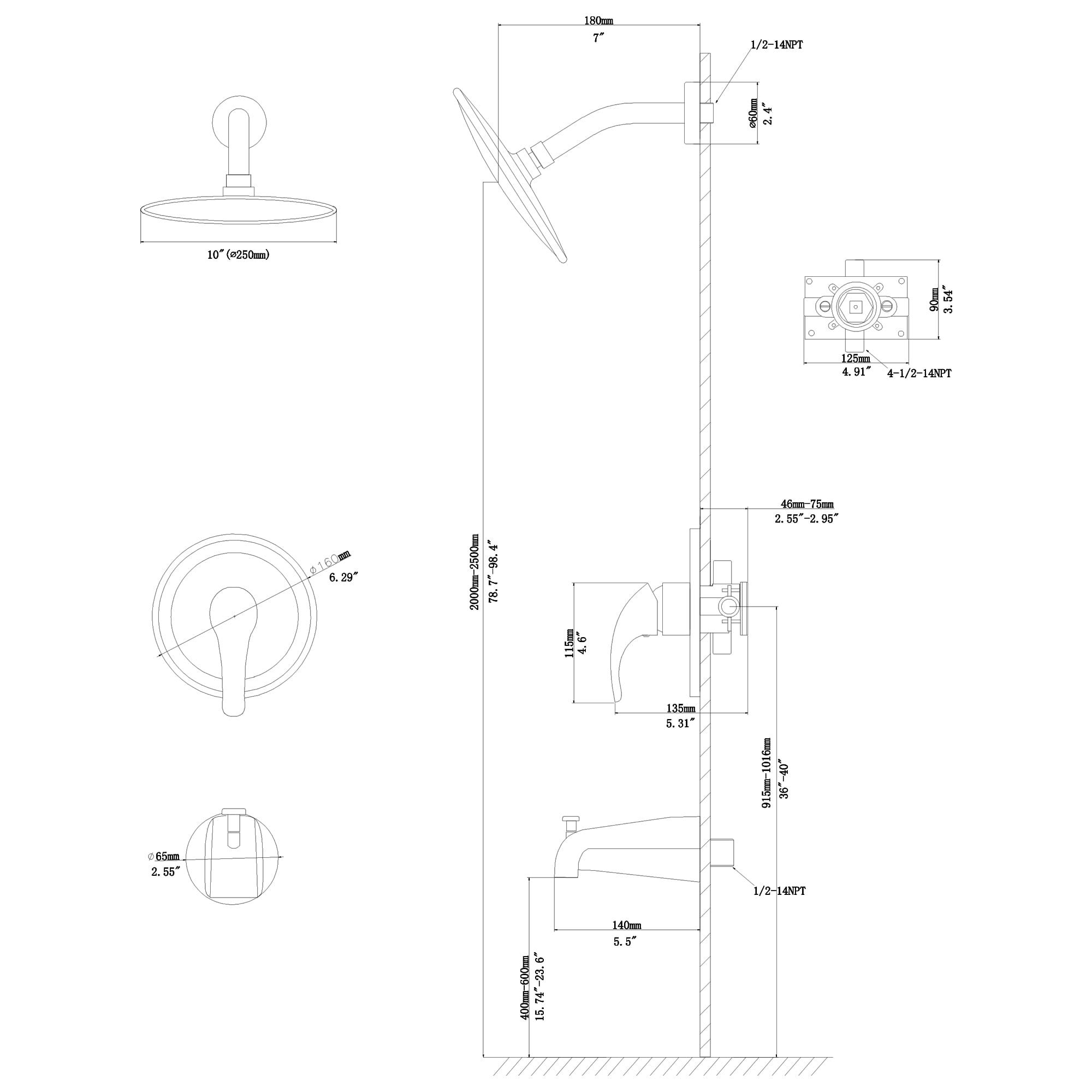 KICHAE KSHL008B Showerhead-Bar-Panels - View #8