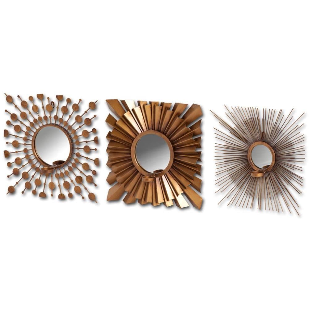 Mercana 37243 Ambergis 48-in W x 16-in H Sunburst Brass Framed Wall Mirror