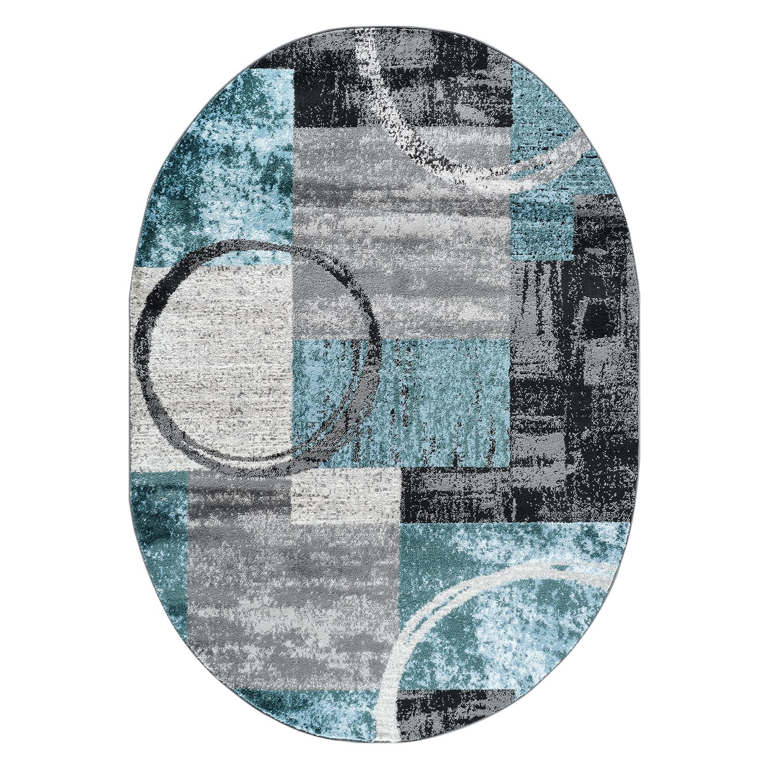 World Rug Gallery 307GRAY5OV 5 x 7 (ft) Loomed Polypropylene Gray Oval Indoor Abstract Global Area rug