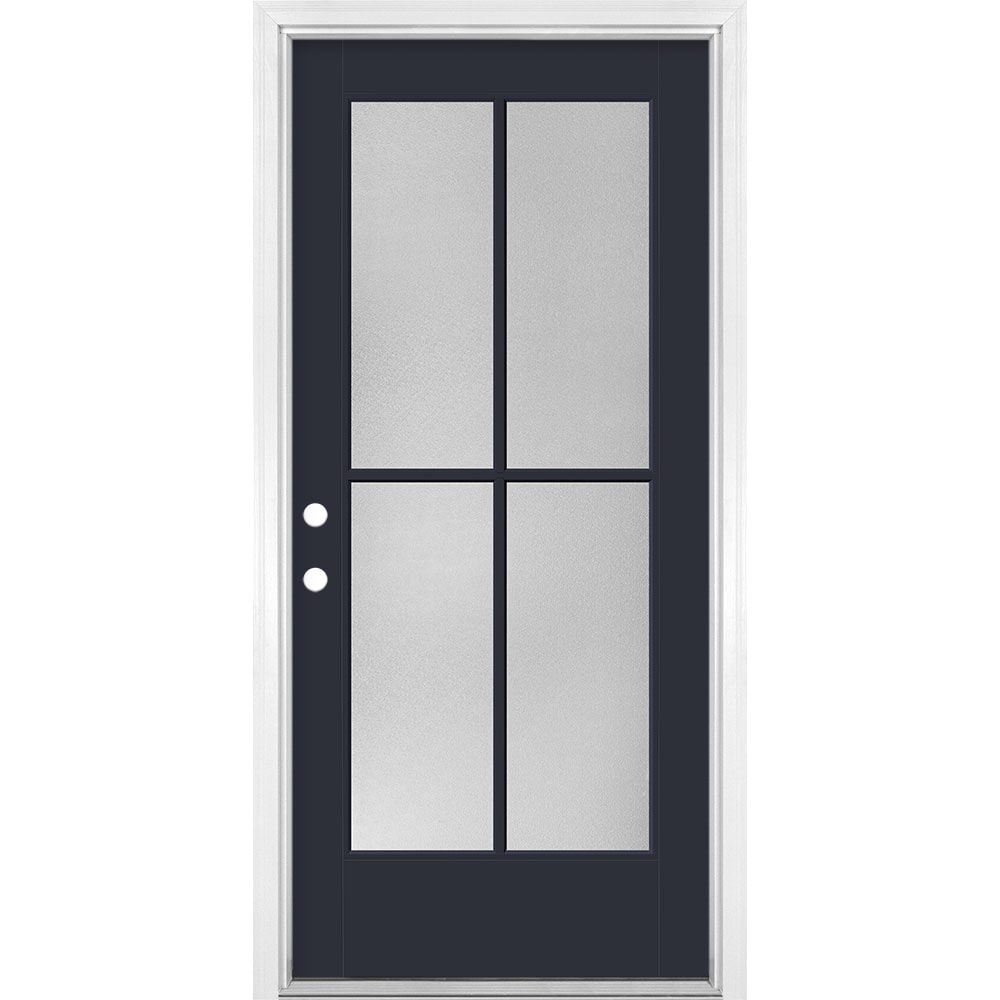 Masonite 1524222 36-in x 80-in x 4-9/16-in Fiberglass Full lite Left-hand inswing Eclipse Painted Prehung Front Door with Brickmould Insulating core