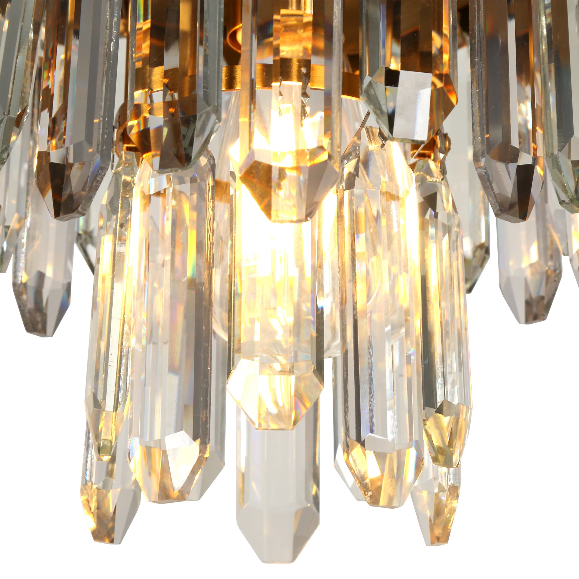 Mini Matte Black and Gold Crystal Drum Pendant Light