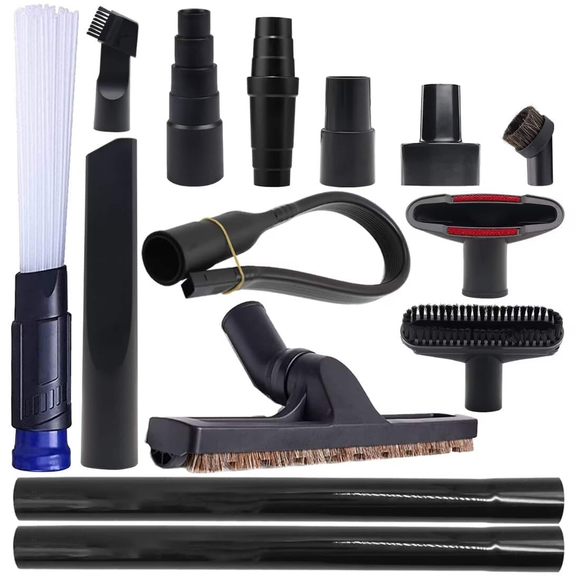 Angel Sar Vacuum Attachments for Shop Vac with 12 in Hardwood Floor Brush 1.25 to 2.5 in Hose Adapter Extension Wand 25 in Crevice Tool Hose