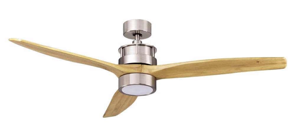 RP Lighting + Fans 1073BN-L Torque 52-in Integrated LED Brushed nickel with Natural maple Blades Ceiling Fan With Light - Remote Included ( 3 -Blade )