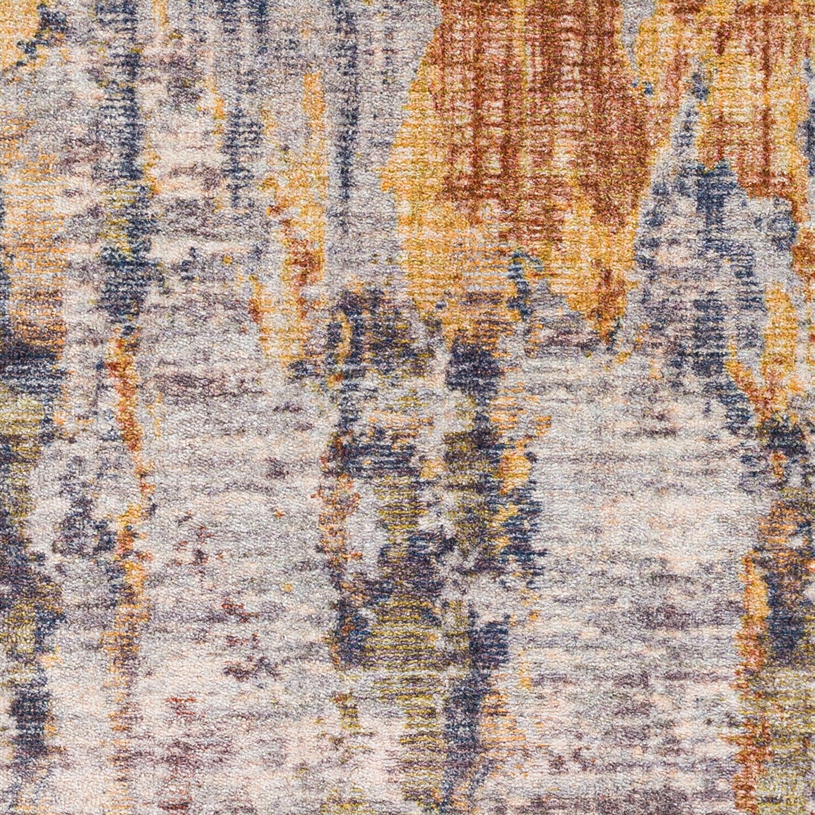 Gray Abstract Synthetic Reversible Washable Rug 2'7" x 4'