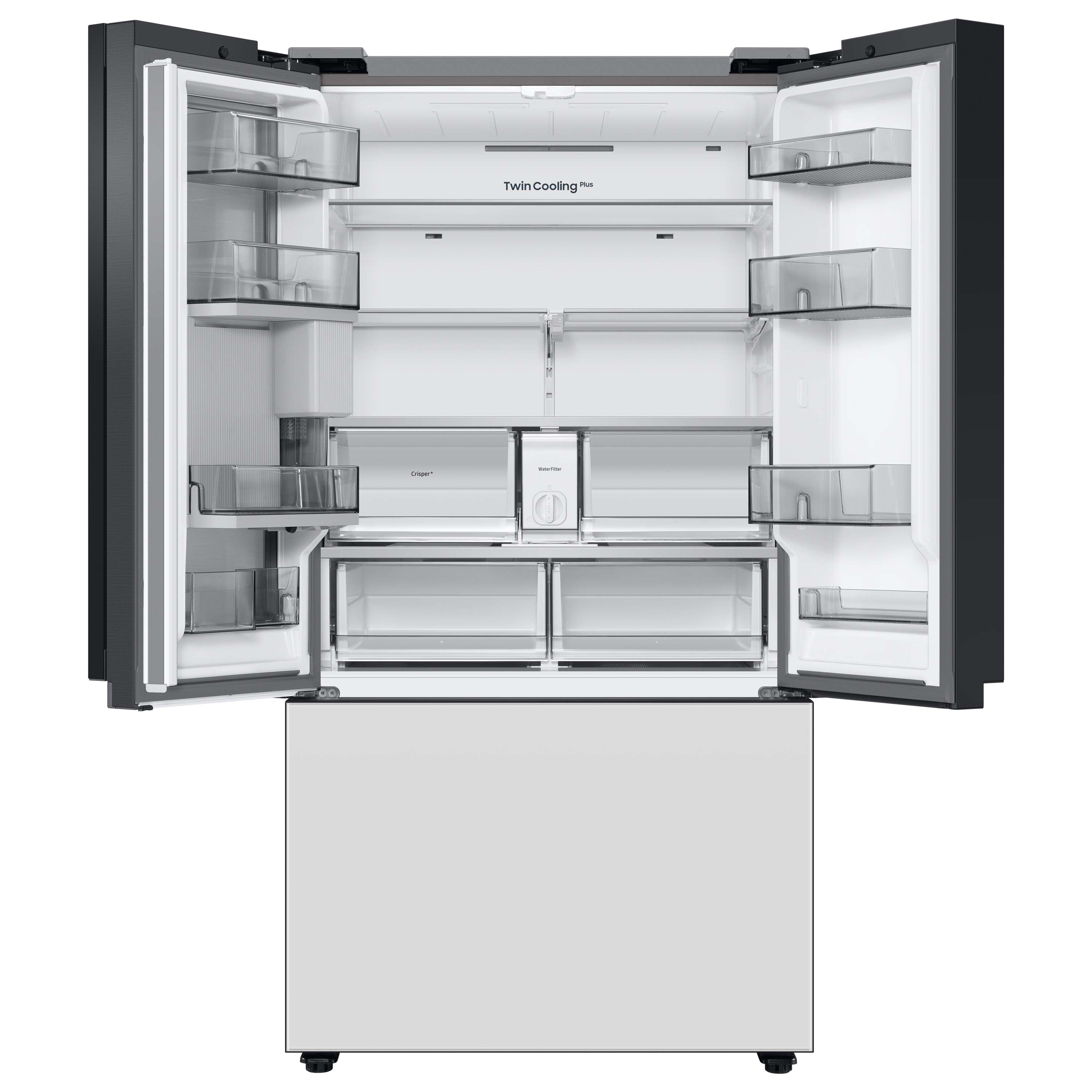 Samsung Bespoke 30.1-cu ft Smart French Door Refrigerator with Dual Ice  Maker and Door within Door (White Glass- All Panels) ENERGY STAR in the  French Door Refrigerators department at Lowes.com