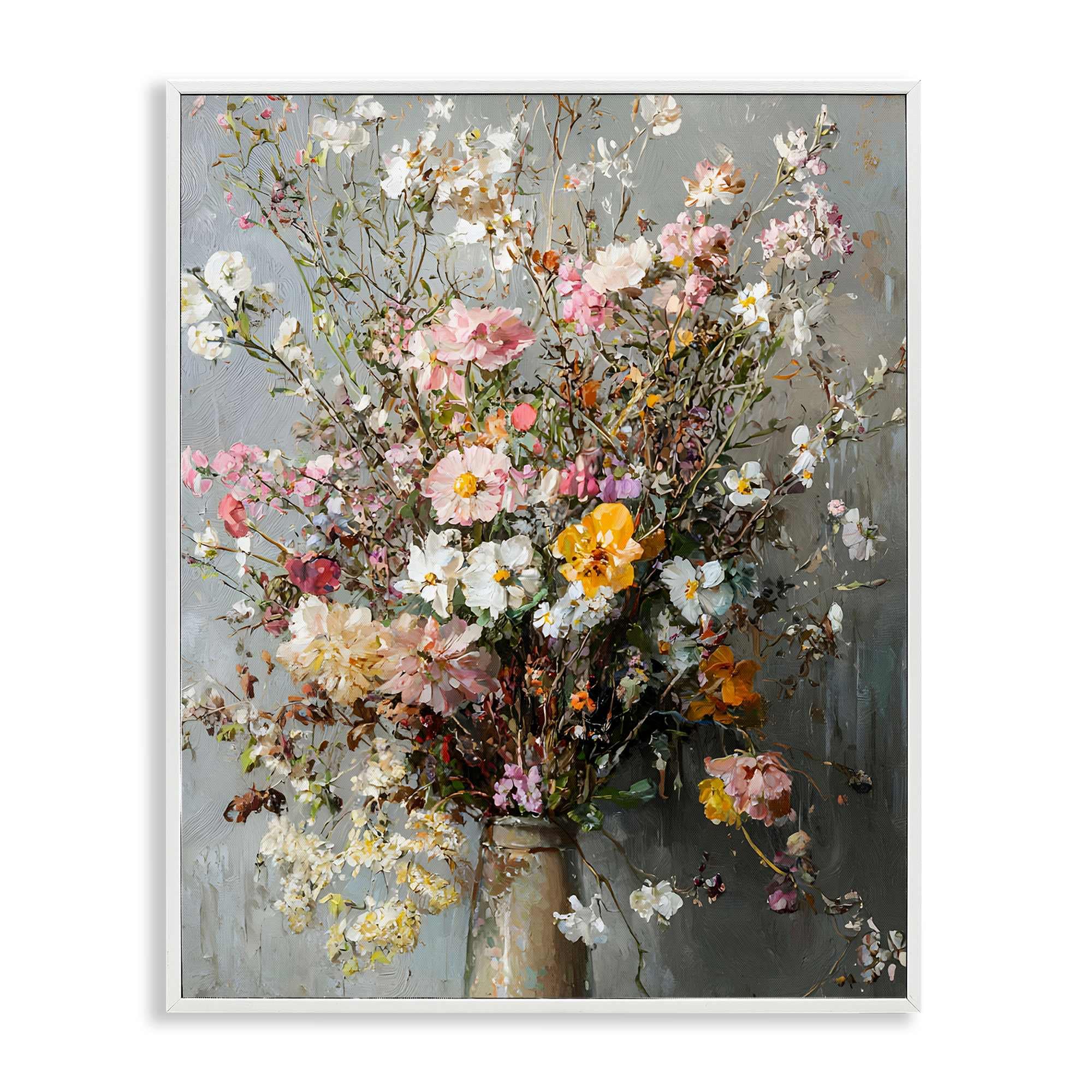 Stupell Industries BT-750-WFR-24X30 Overflowing Spring Flowers White Framed Giclee Art By Franklyn Gregory 24 x 30