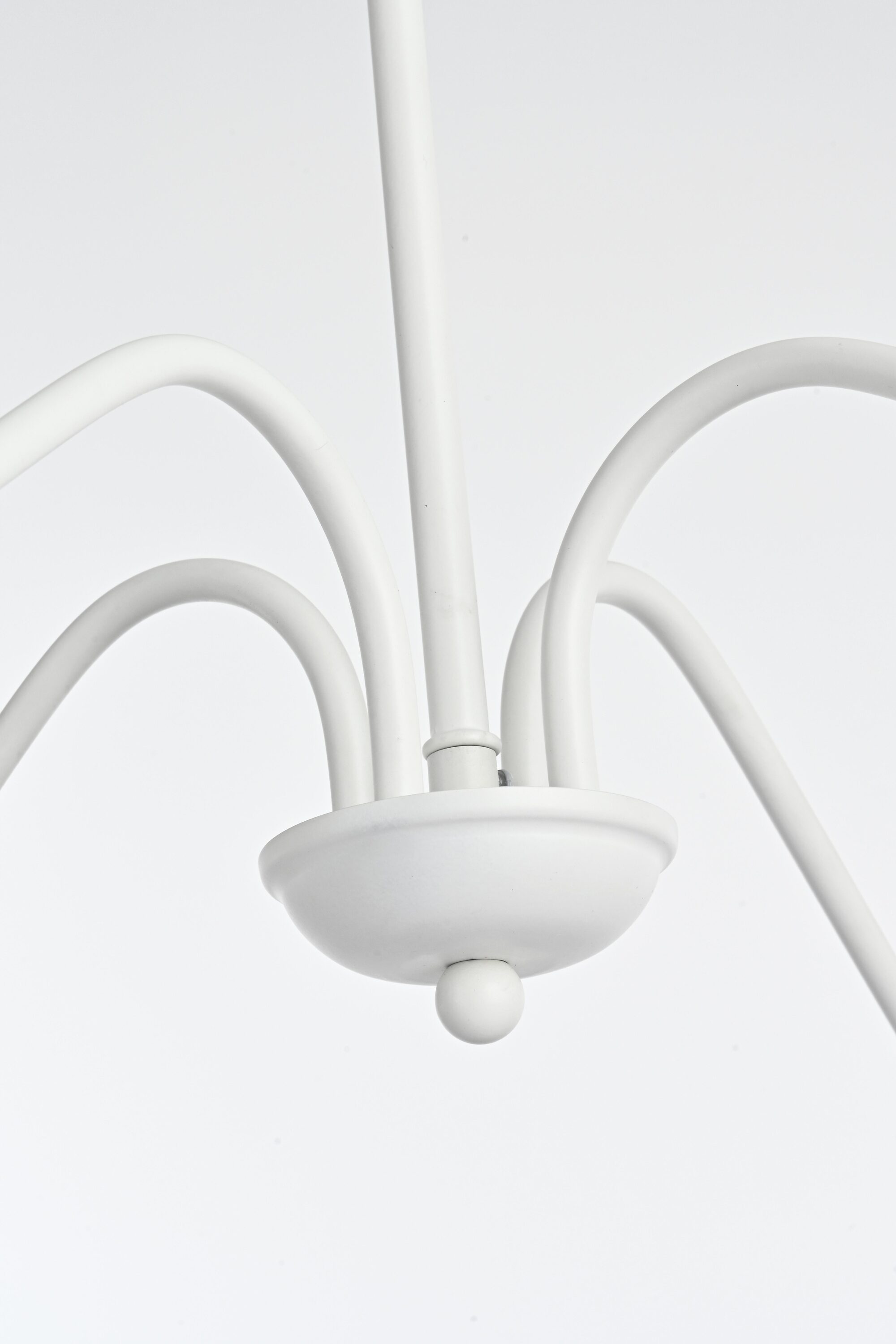 White Iron 6-Light Candle Chandelier with Adjustable Chain