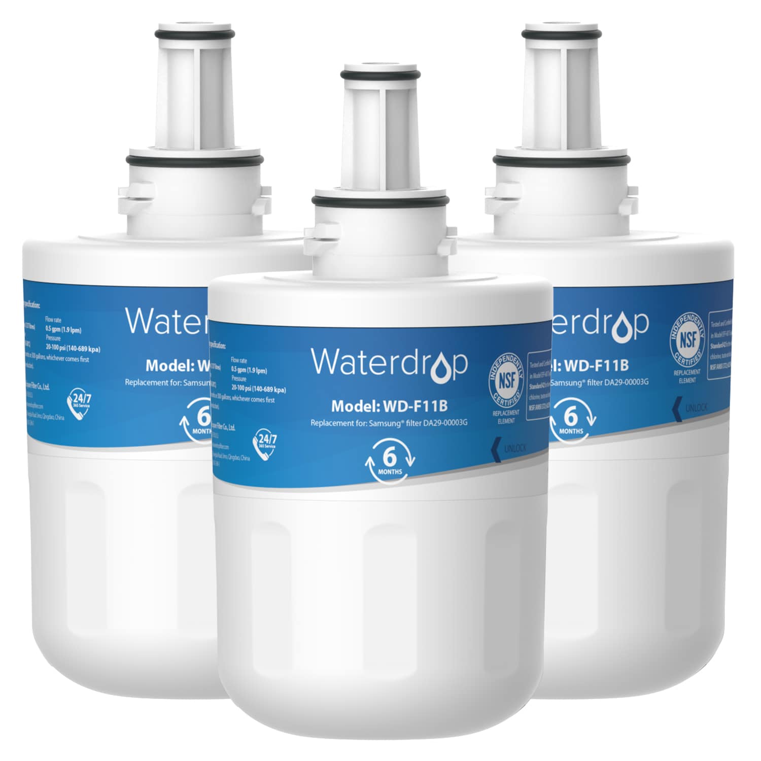 Waterdrop 6-Month Push-In Refrigerator Water Filter DA29-00003G 3-Pack in  the Refrigerator Water Filters department at