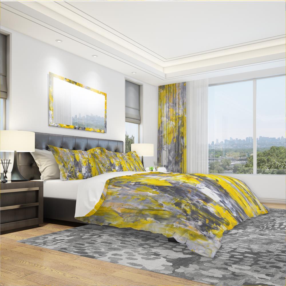 Designart BED6268-Q 3 -Piece Yellow Queen Duvet cover Set