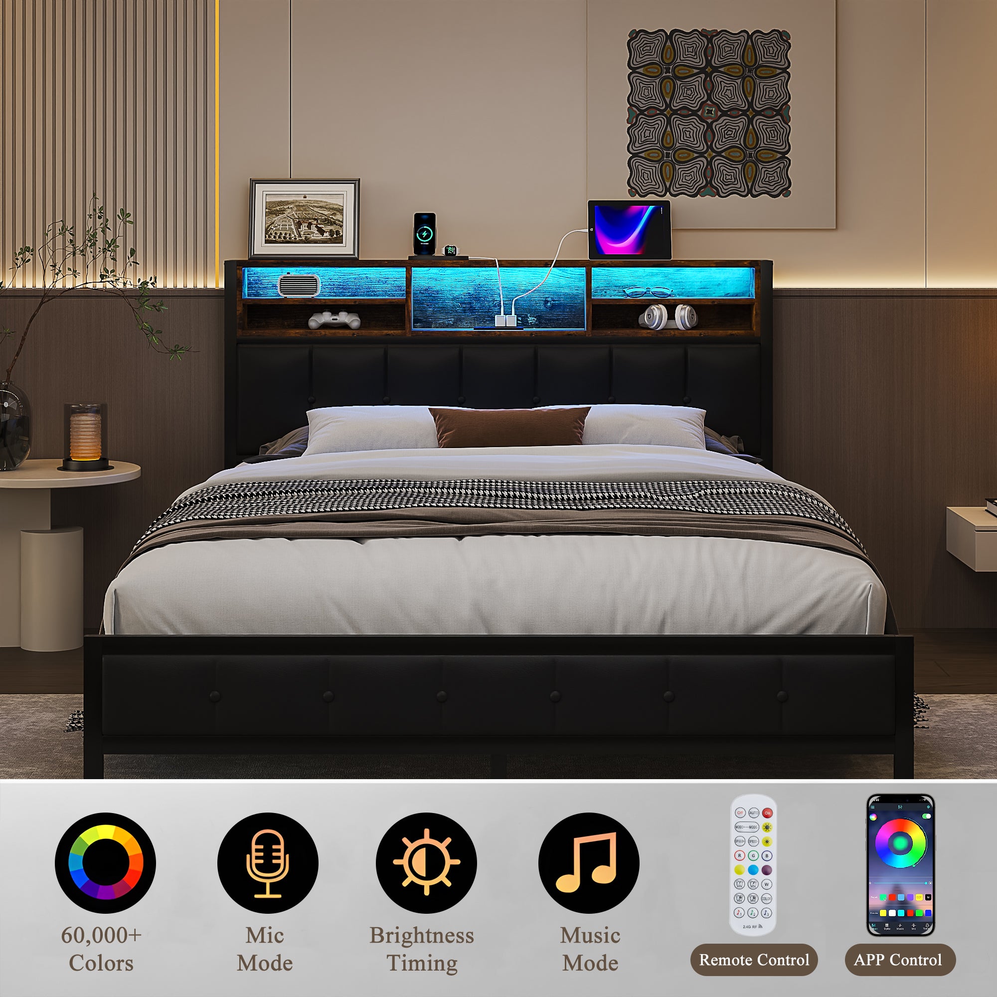 Vecelo LOE-BS-Q10-BLK beds - View #2