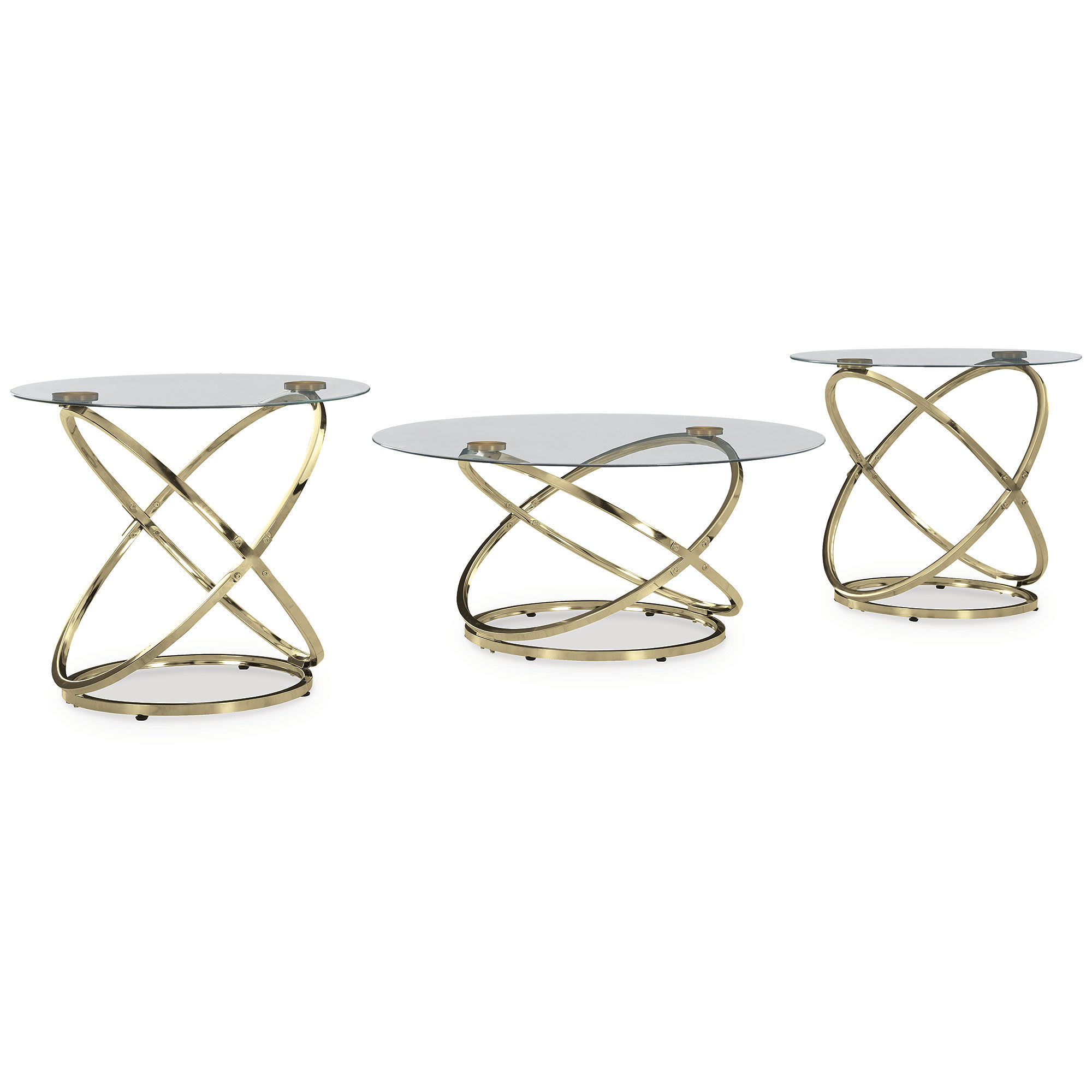Signature Design by Ashley T273-13 Crimonti Gold Glass Table Set
