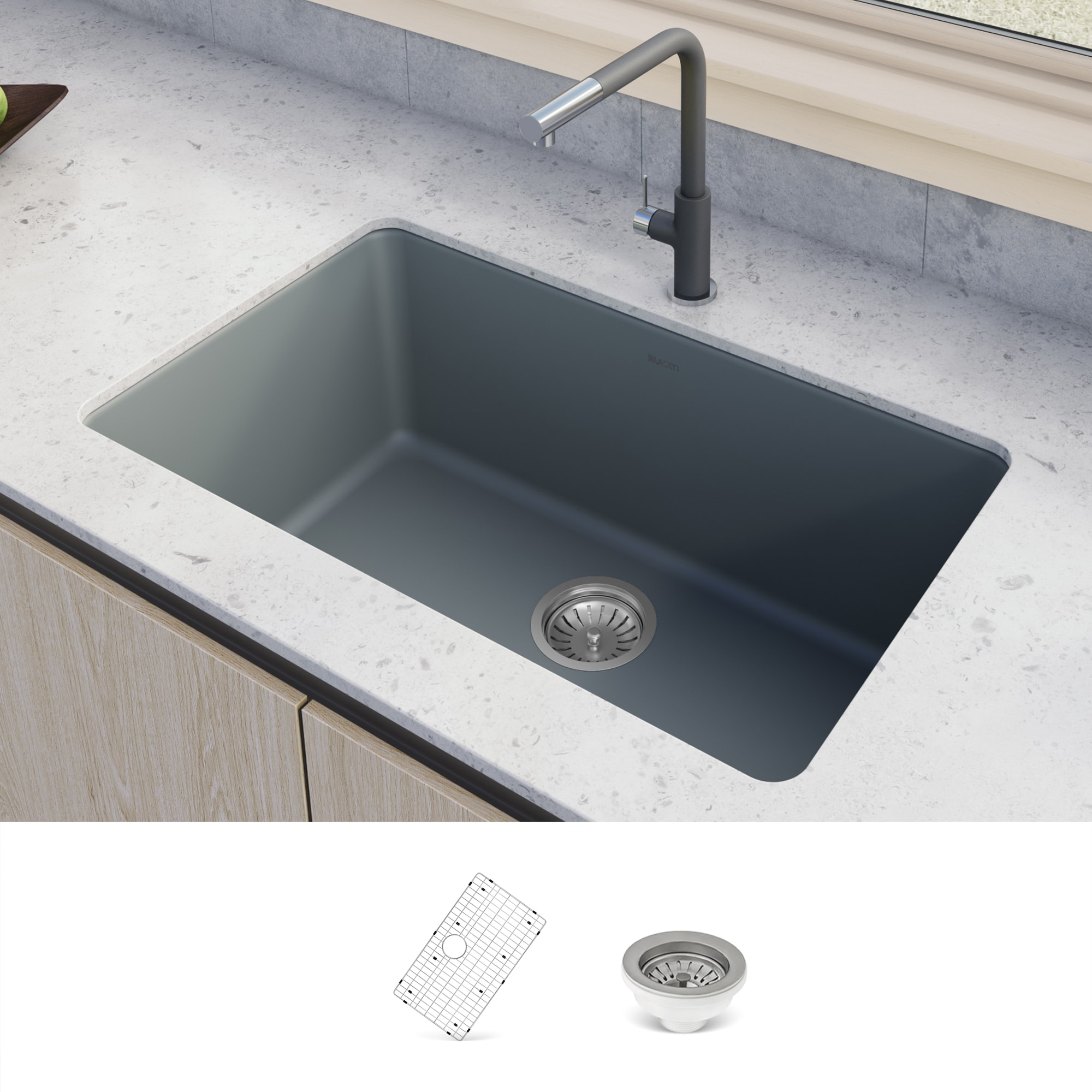 Ruvati RVL3030LU Fiamma Drop-in or undermount 30-in x 18-in Fireclay Single bowl Kitchen Sink