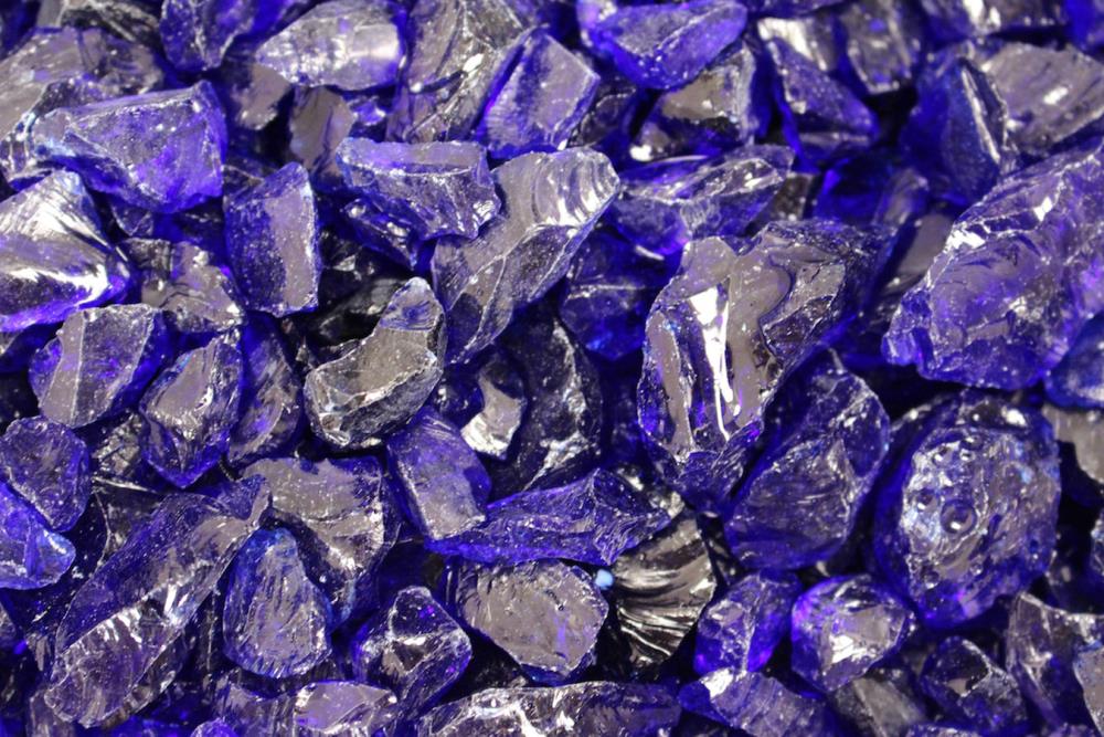 Exotic Glass EG10-L13M 10 lbs. 1/2-in-3/4-in Cobalt Blue Tempered Fire Glass for Gas Fire Pit or Fireplace