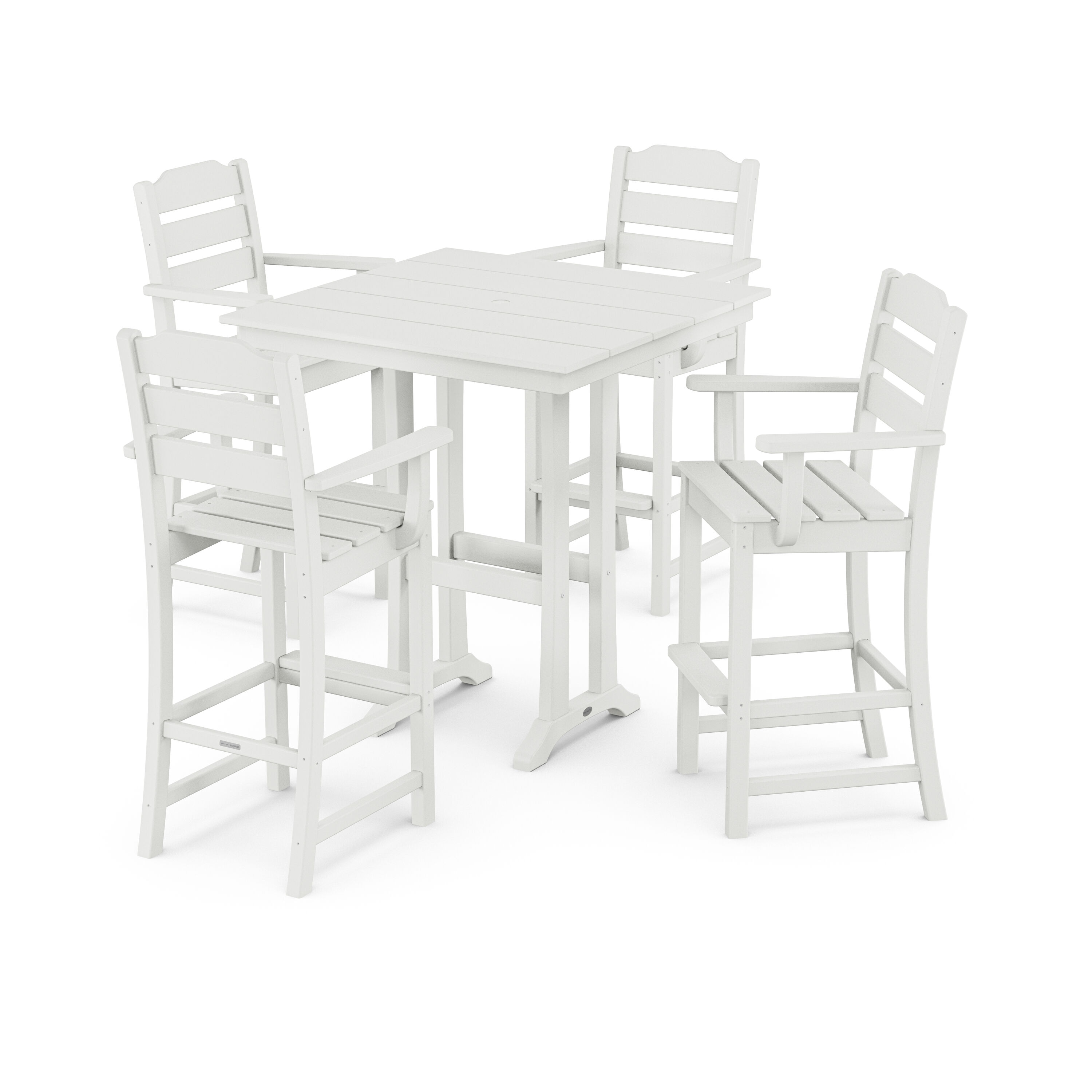 POLYWOOD Oakport 5-Piece White Bar Height Patio Dining Set Plastic ...