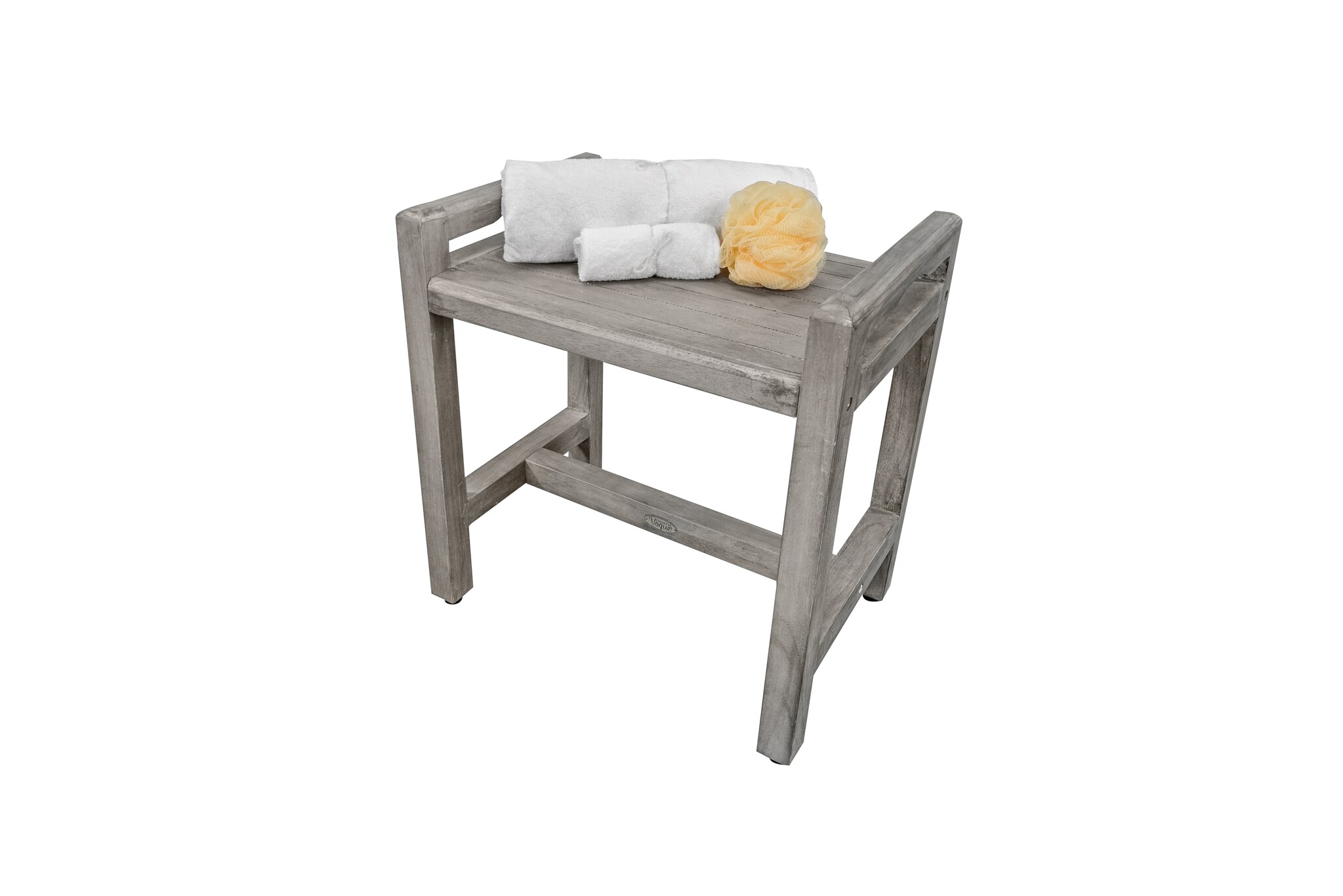 Antique Grey Teak Shower Bench with LiftAide Arms