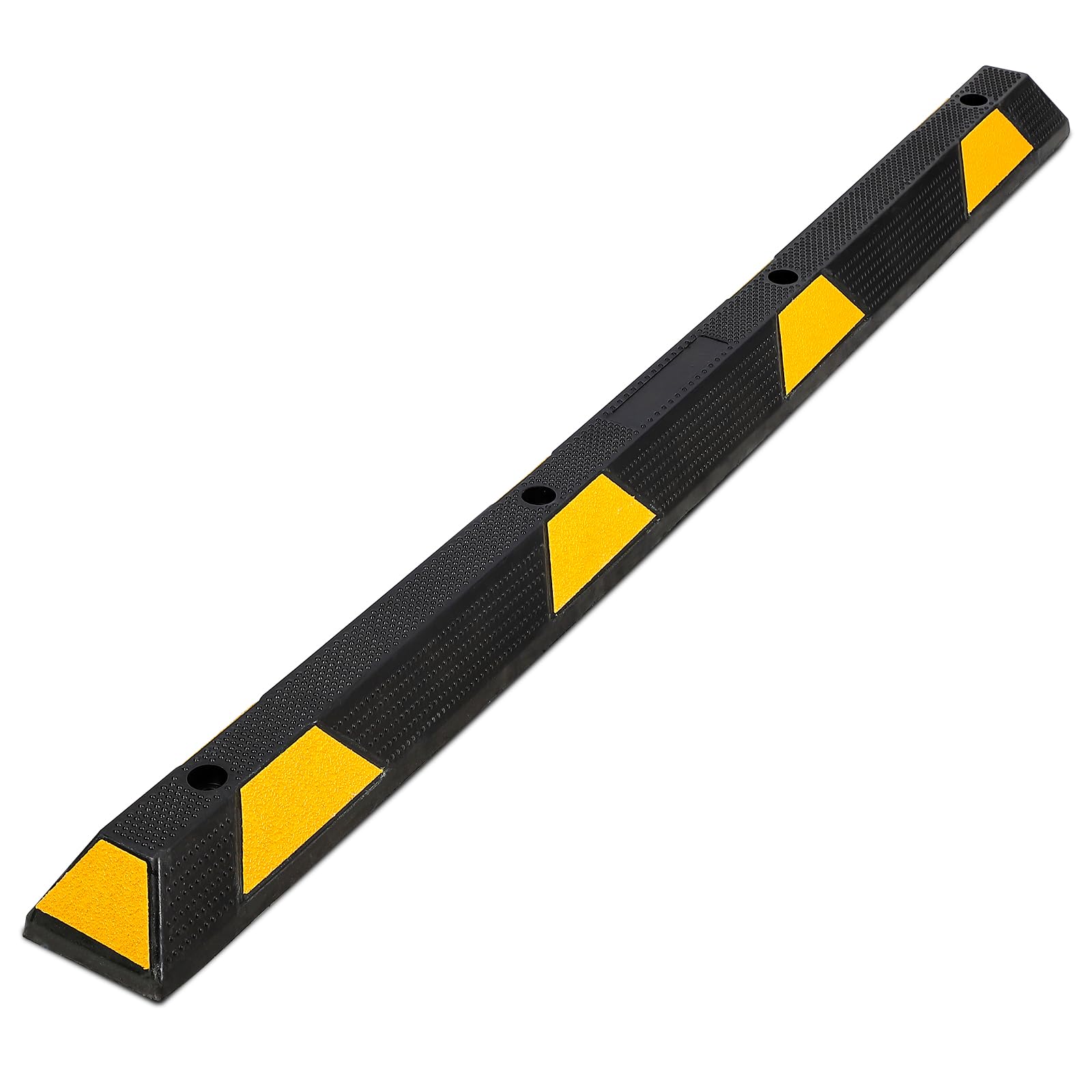 Garvee 72 Inch Heavy Duty Rubber Parking Curb with Reflective Yellow Stripes for Garage and Driveway