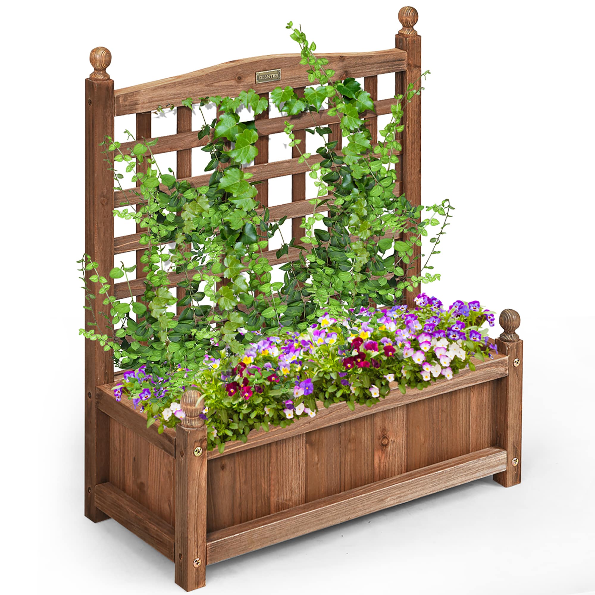 Costway LWS00521 11-in W x 25-in L x 30-in H Brown Wood Raised Planter Box