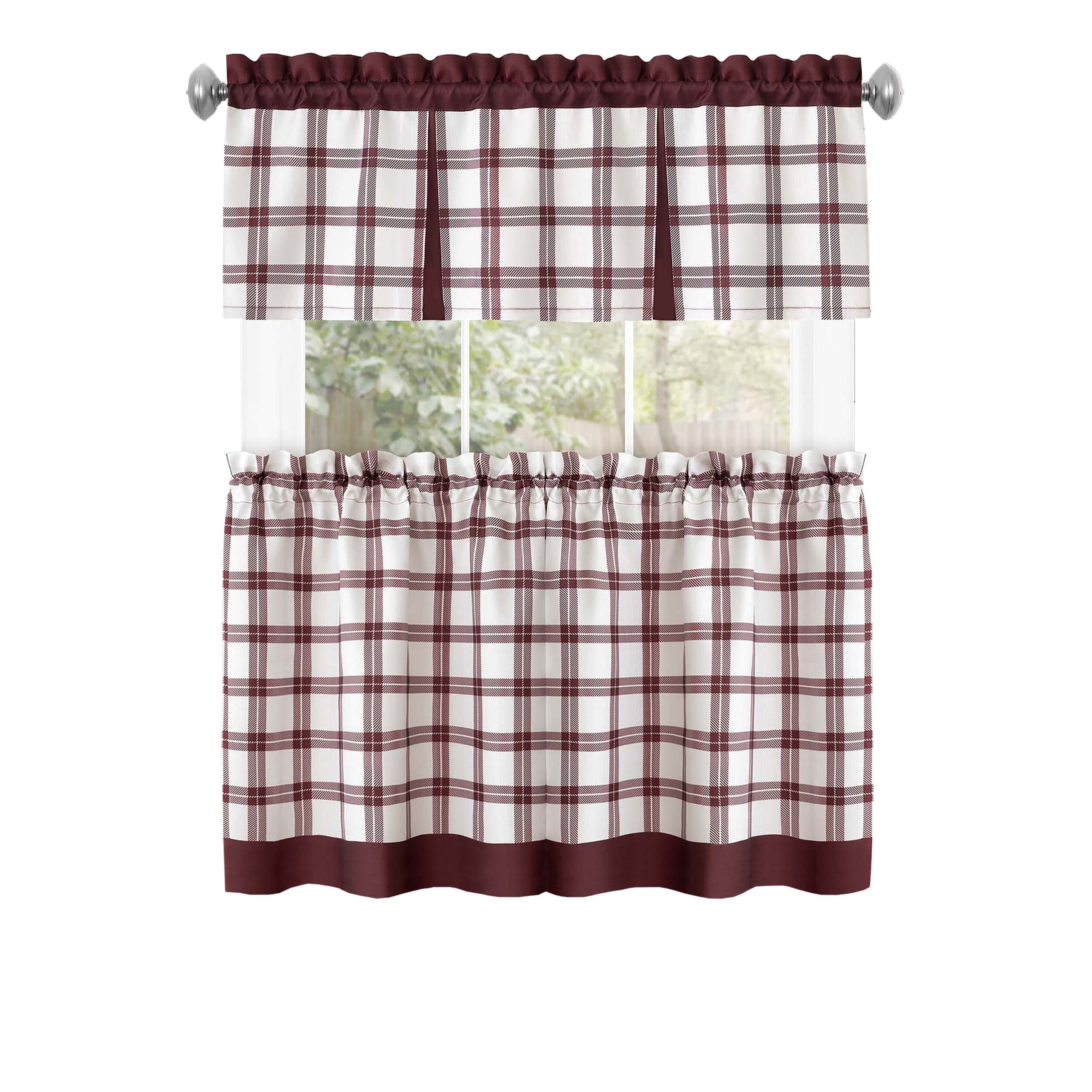 Achim TATV36BU12 Tate 36-Inches Burgundy Polyester Rod pocket Valance and tier set