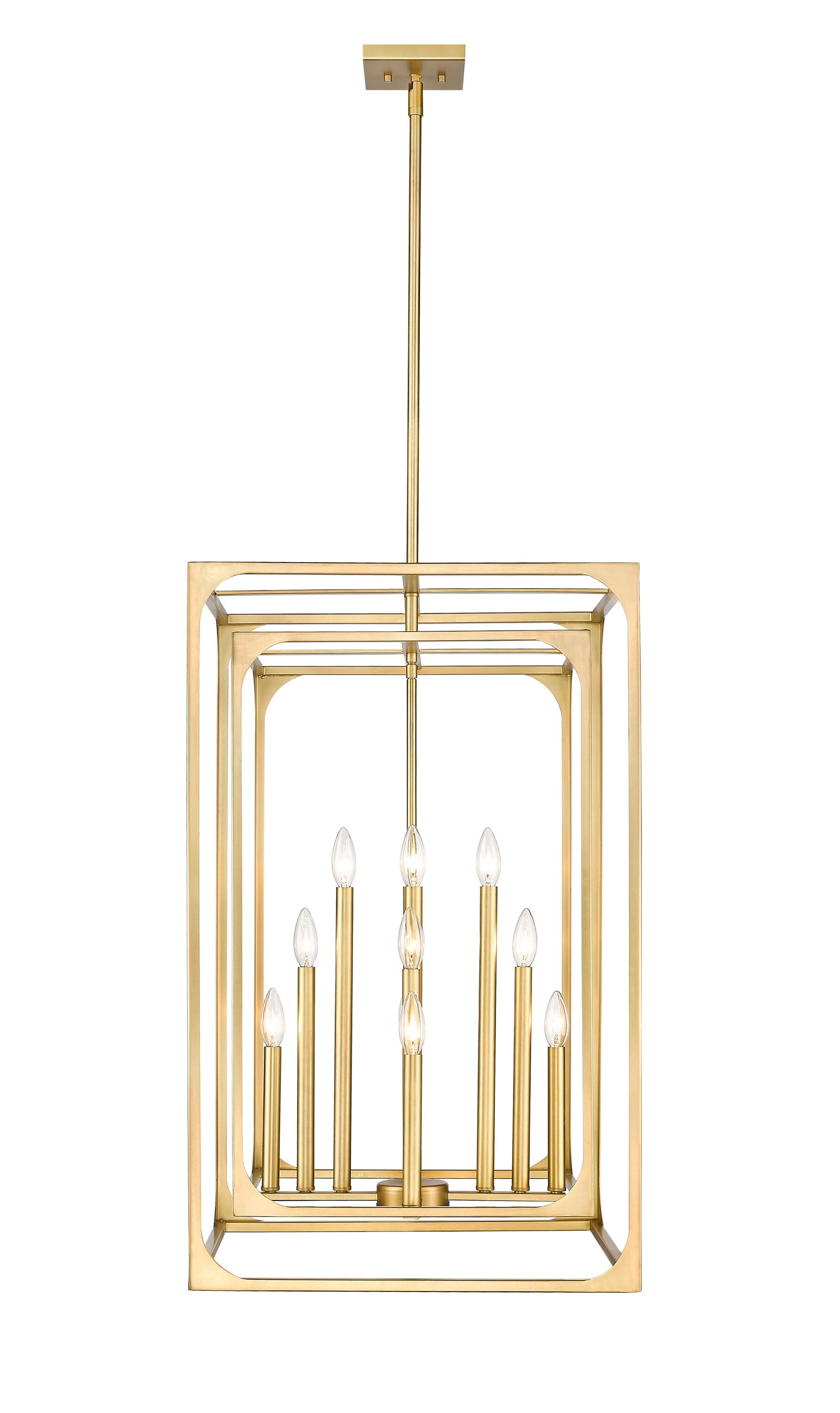 Rubbed Brass 12-Light Candle Chandelier with Openwork Frame