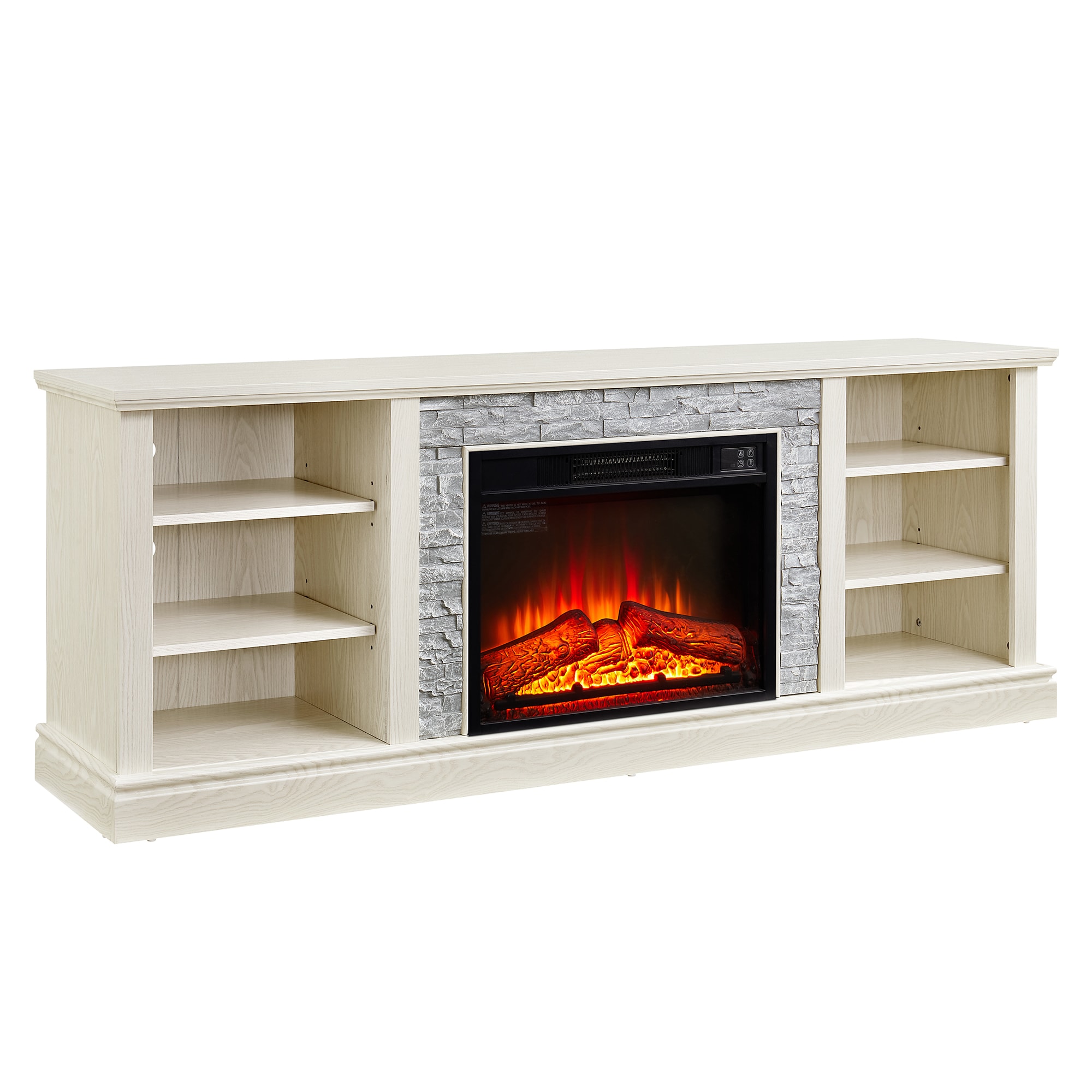 SINOFURN SYC160009BG 70.12-Inches W White TV Stand with LED Corner or flat wall Electric Fireplace