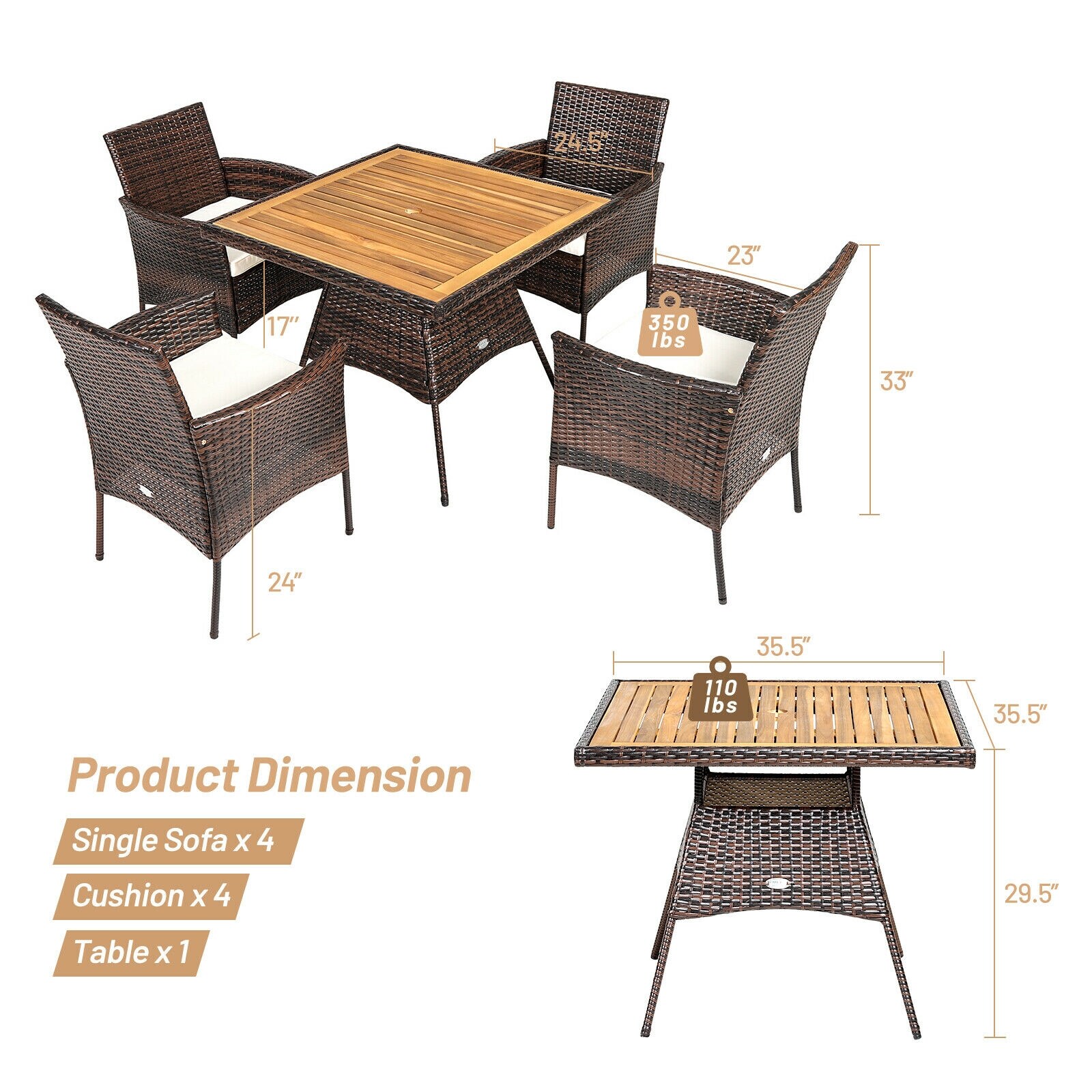 Clihome CWCH-HW67AC789+ Patio-Dining-Sets - View #4