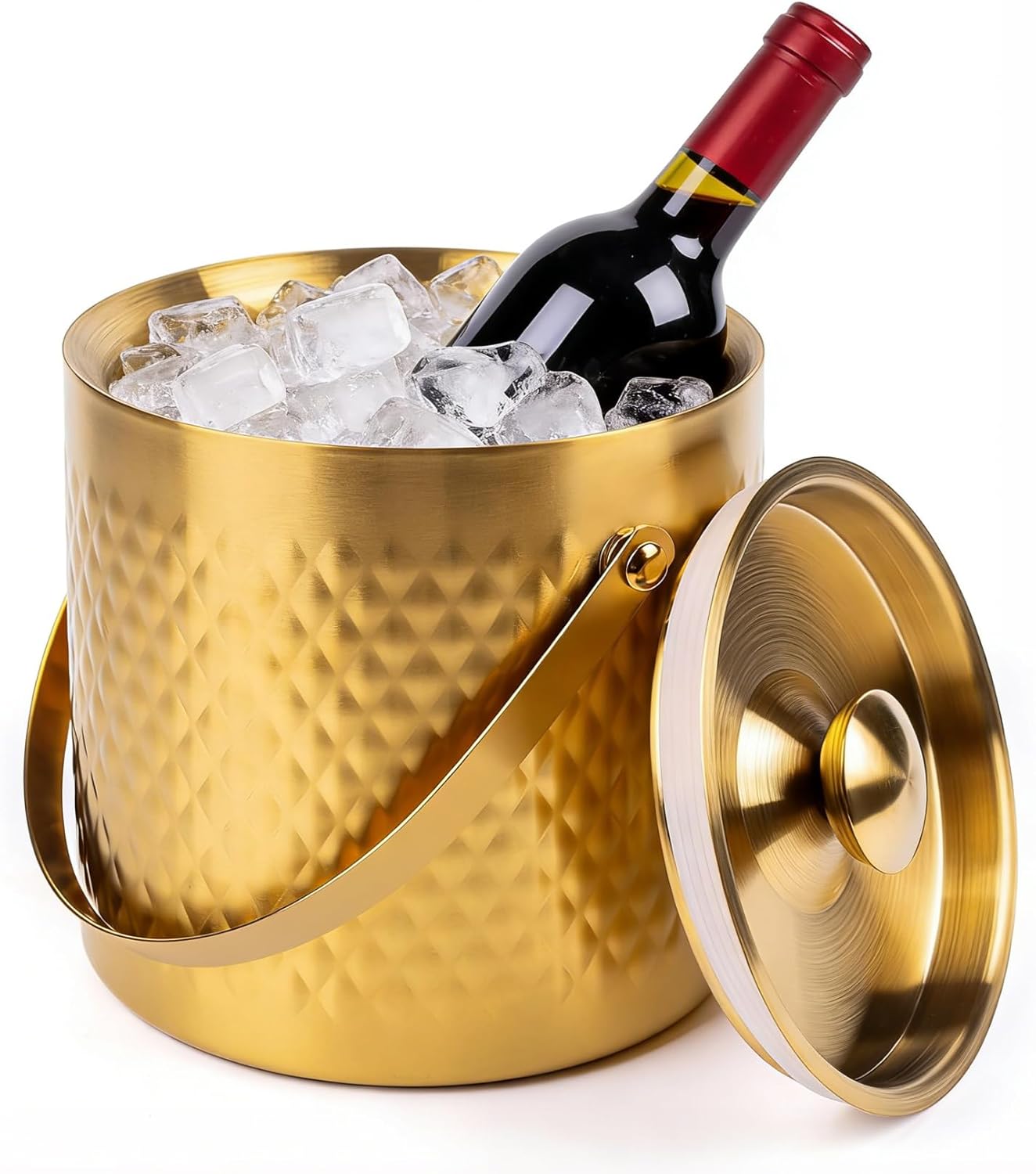 GAOMON 19x19x18.5in 3.0L Gold Stainless Steel Ice Bucket- Insulated Chiller for Bar Club Restaurant Party Drinks Gold #LSPPJOK-EYT4X08USR